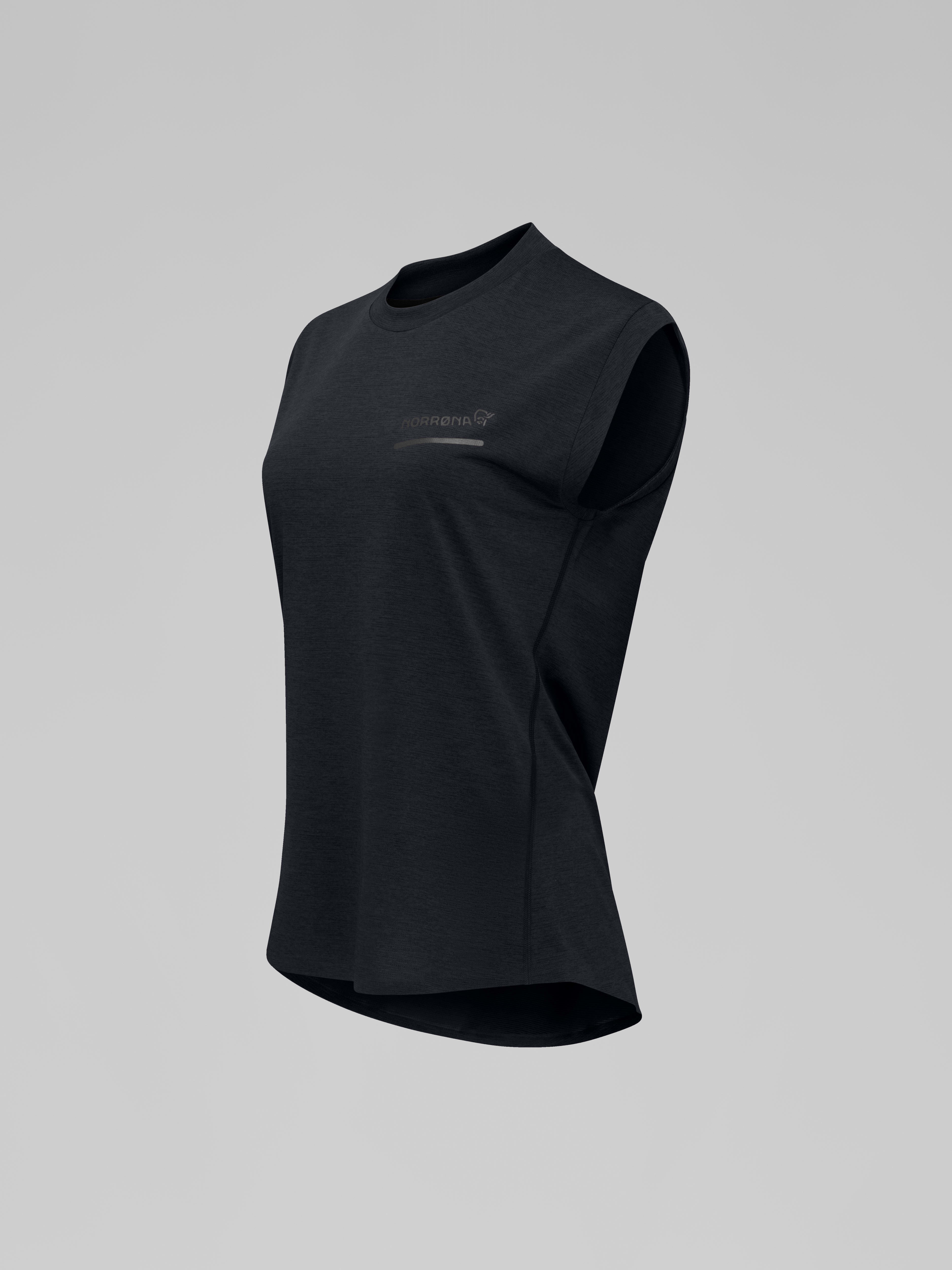 Packshot front left image of senja equaliser sleeveless T-Shirt Caviar Black