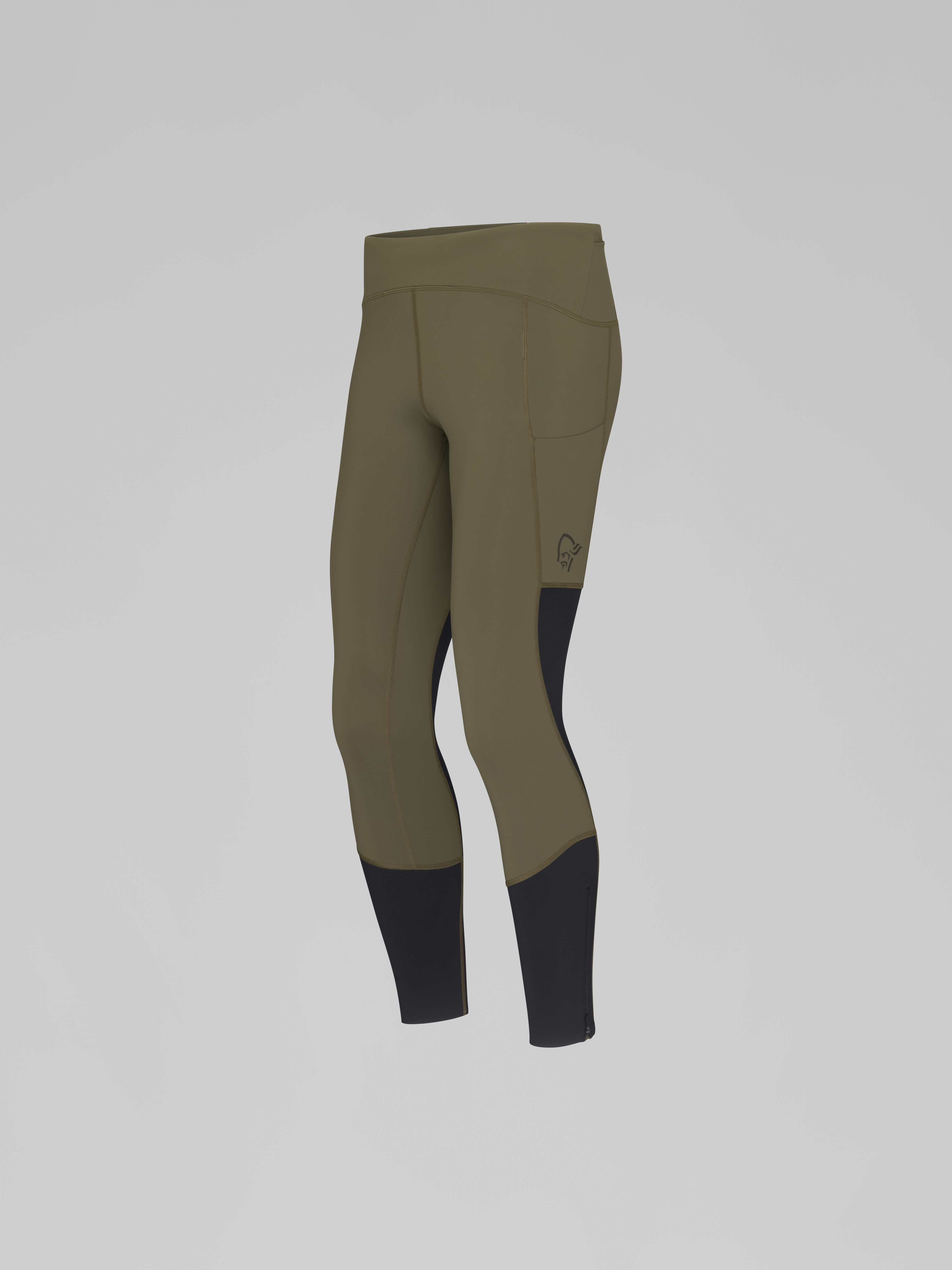 Packshot front left image of senja equaliser stretch Tights Olive Night/Caviar Black