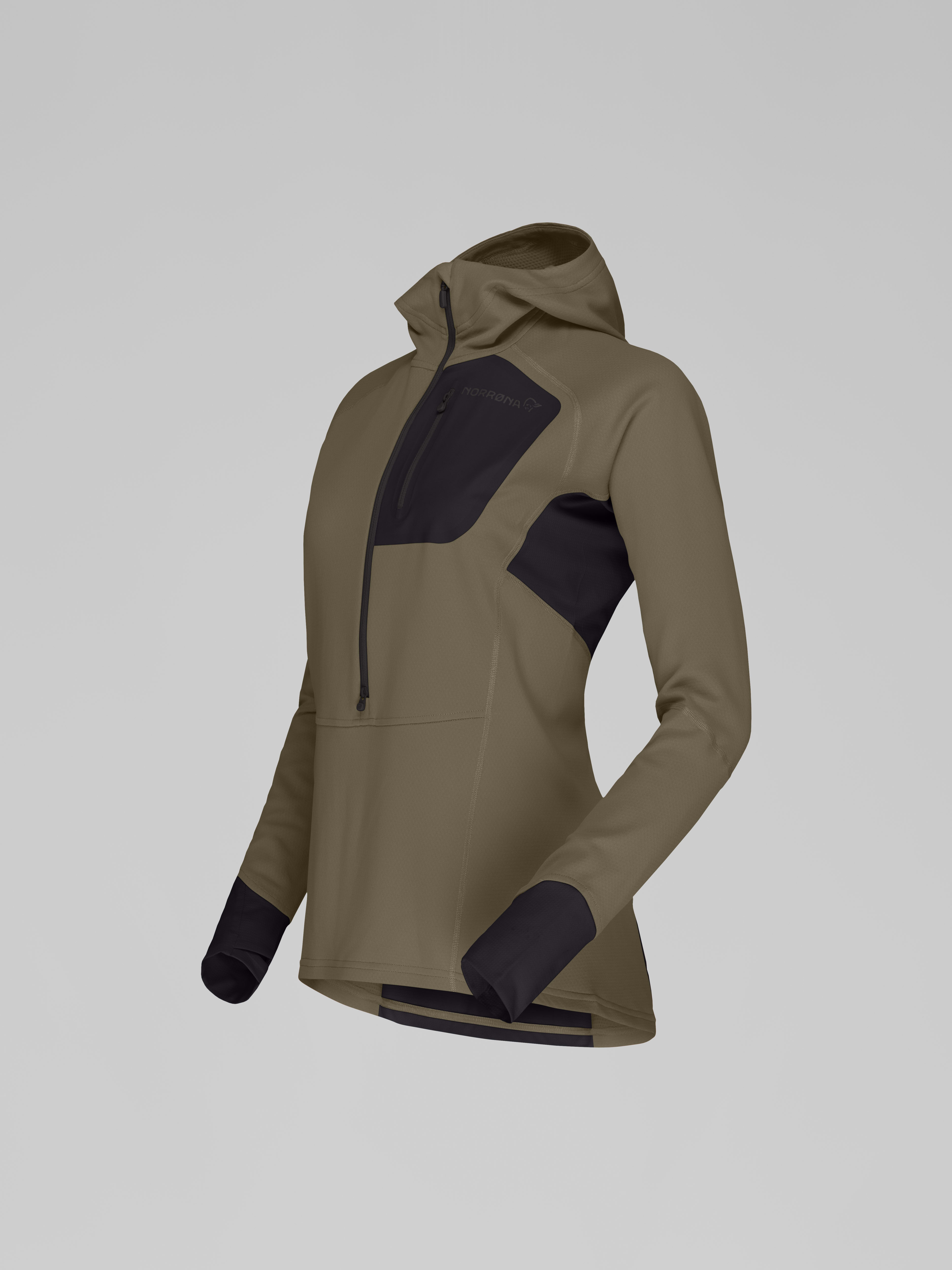 Packshot front left image of senja warm1 Hood Olive Night