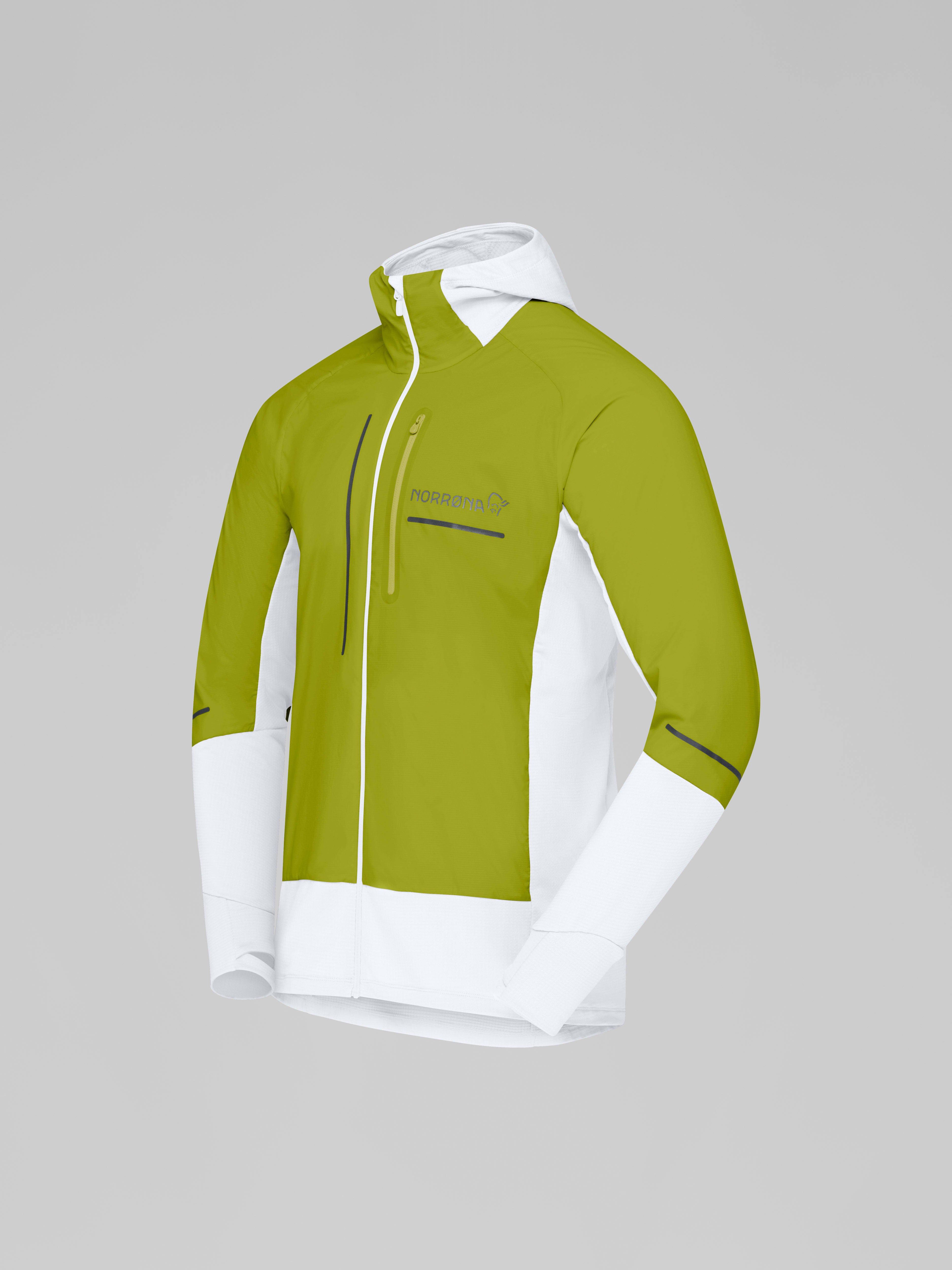 Packshot front left image of senja senja Alpha90 Hood M's Golden Lime/Snow White