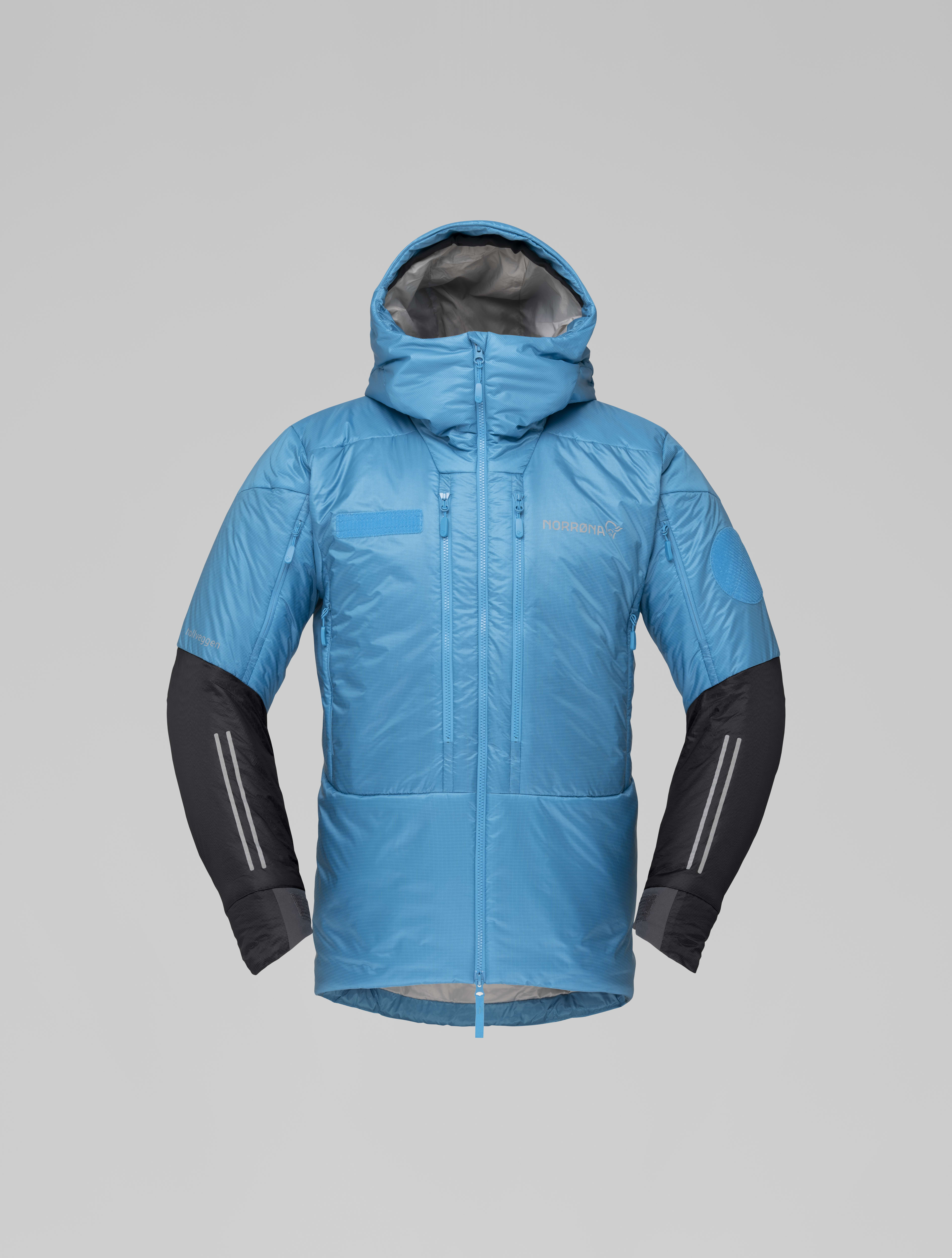 Packshot front image of trollveggen thermo100 rescue Hood Hawaiian Surf Blue
