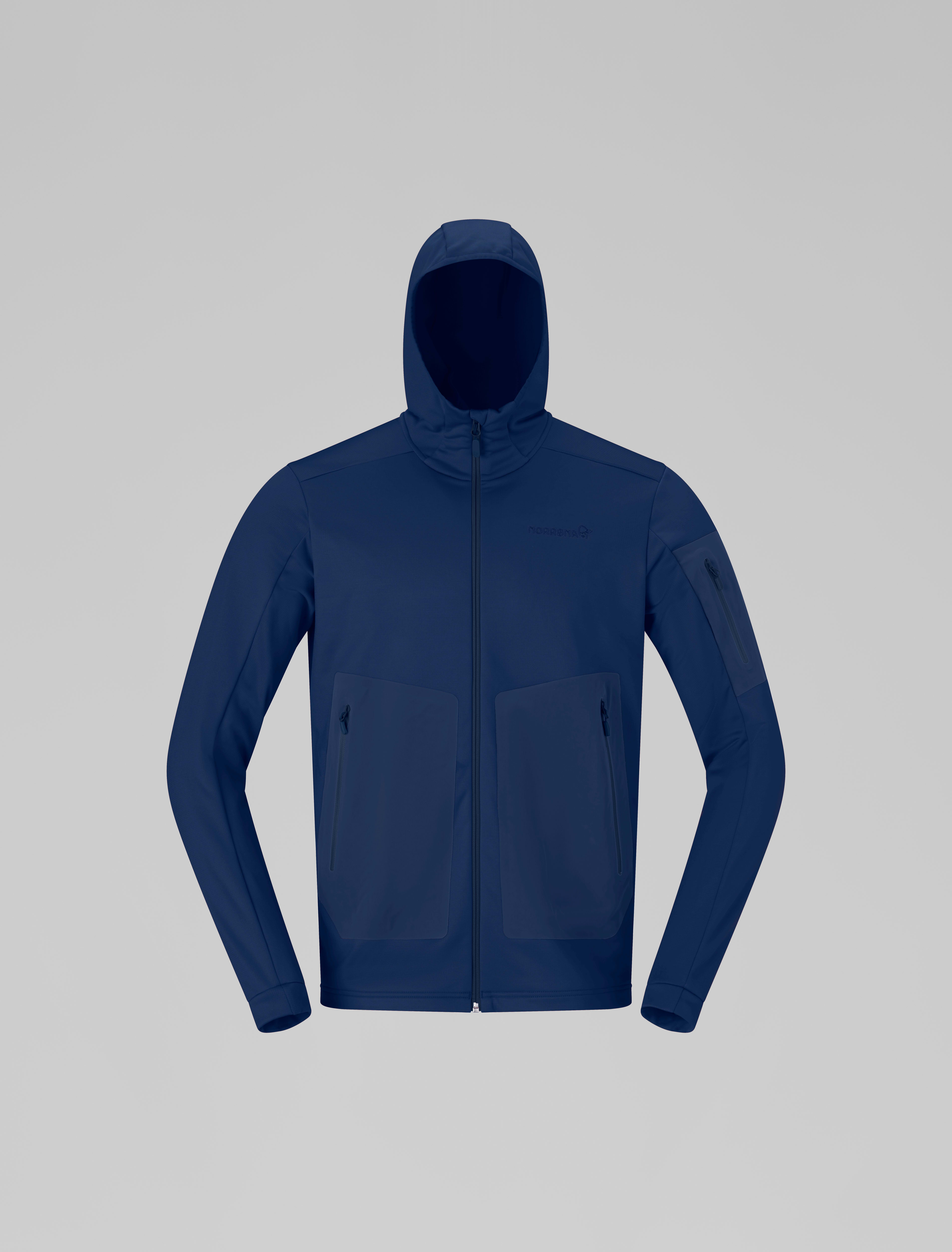 Packshot front image of falketind warm2 stretch Hood Indigo Night Blue