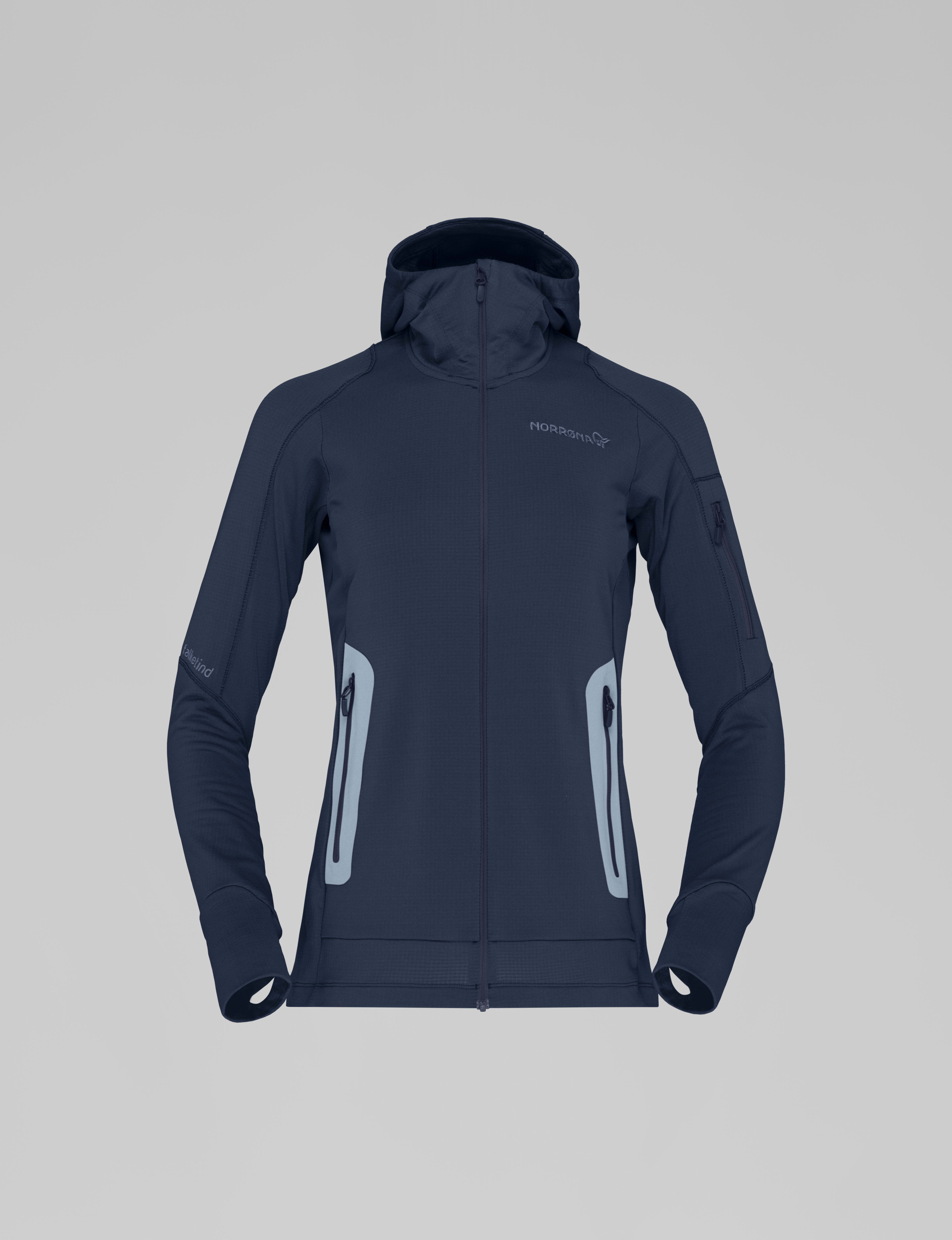 Packshot front image of falketind Power Grid Zip Hood Indigo Night