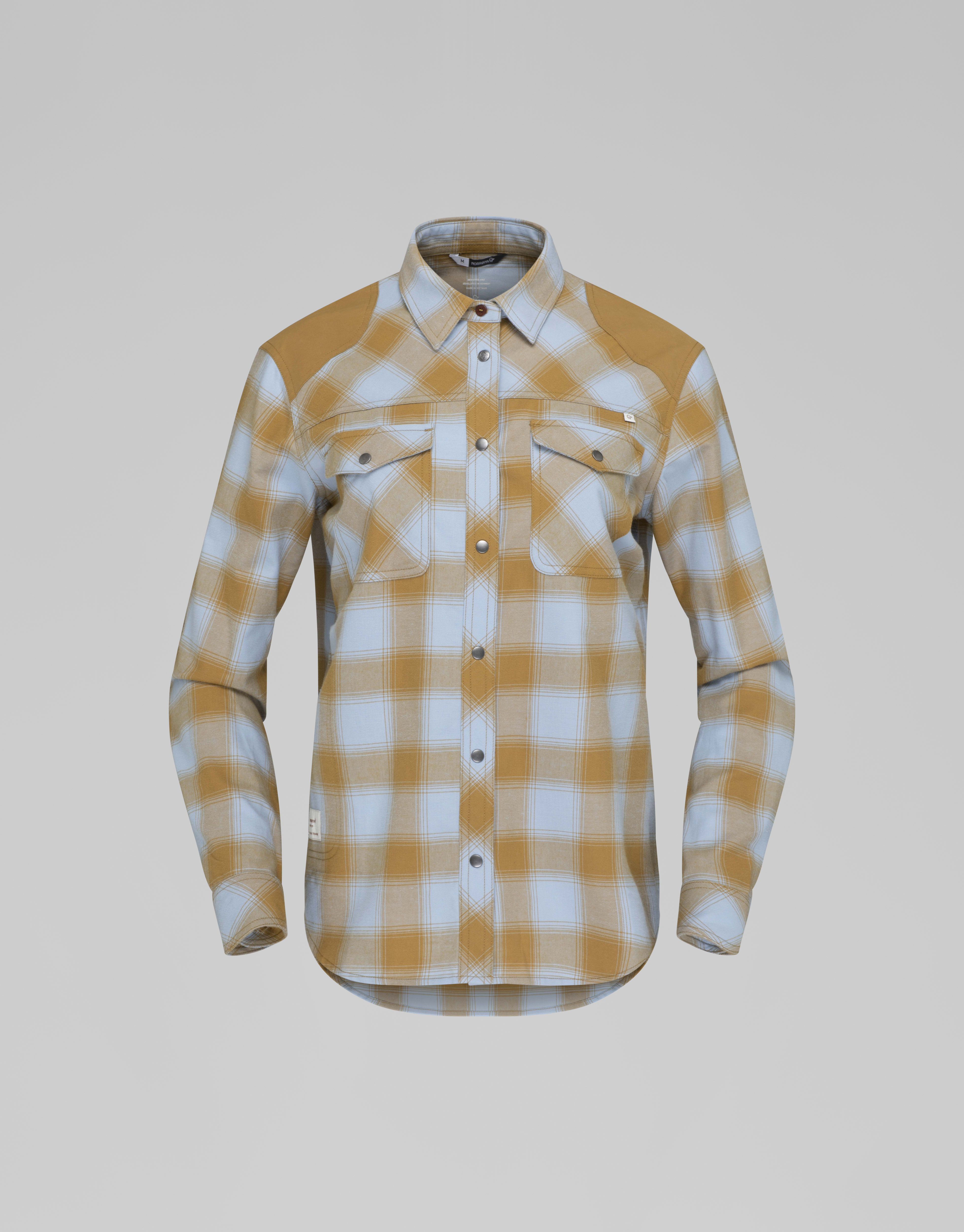 Packshot front image of svalbard flannel Shirt Blue Fog/Camelflage