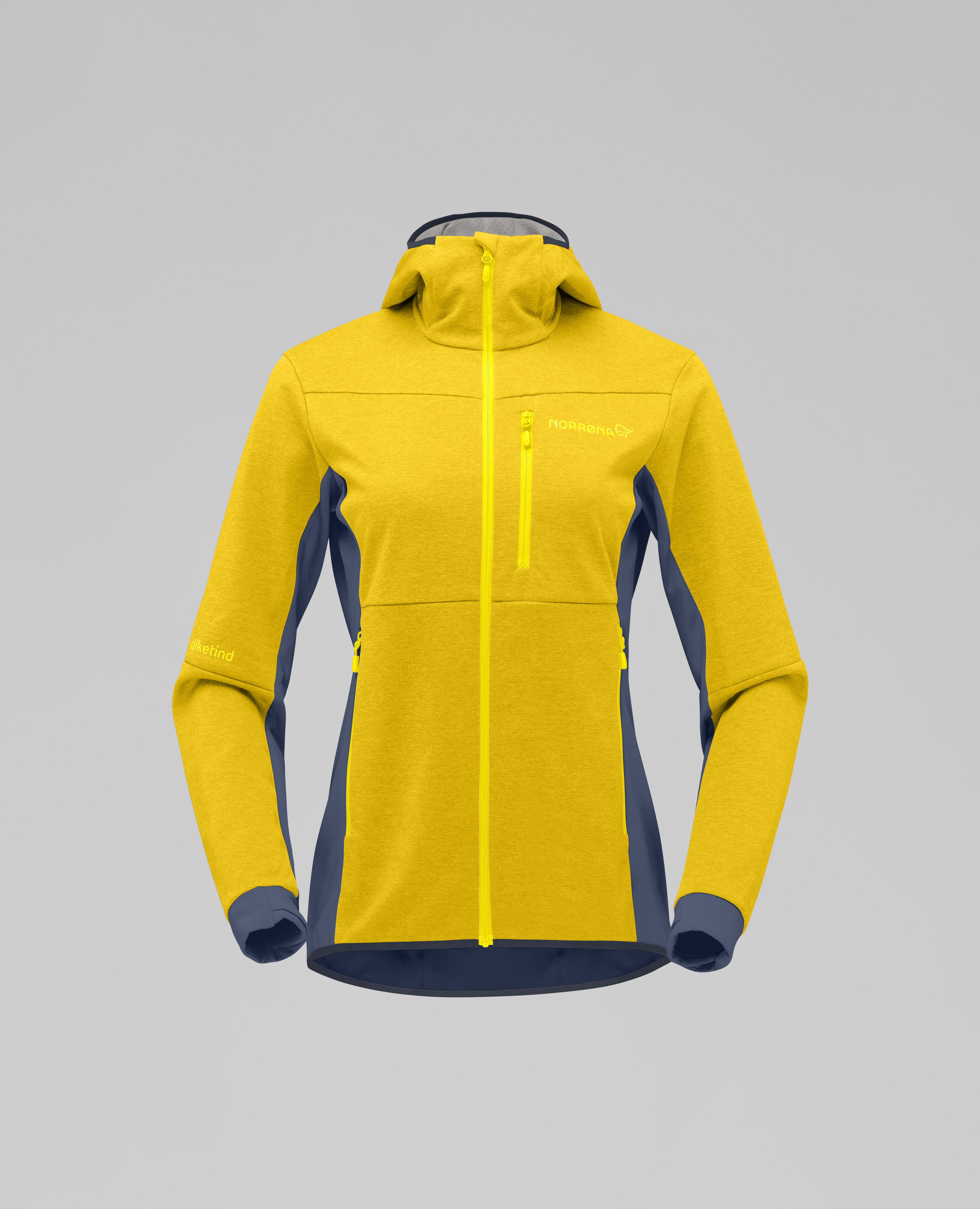 Packshot front image of falketind warm2 Octa Hood Sulphur