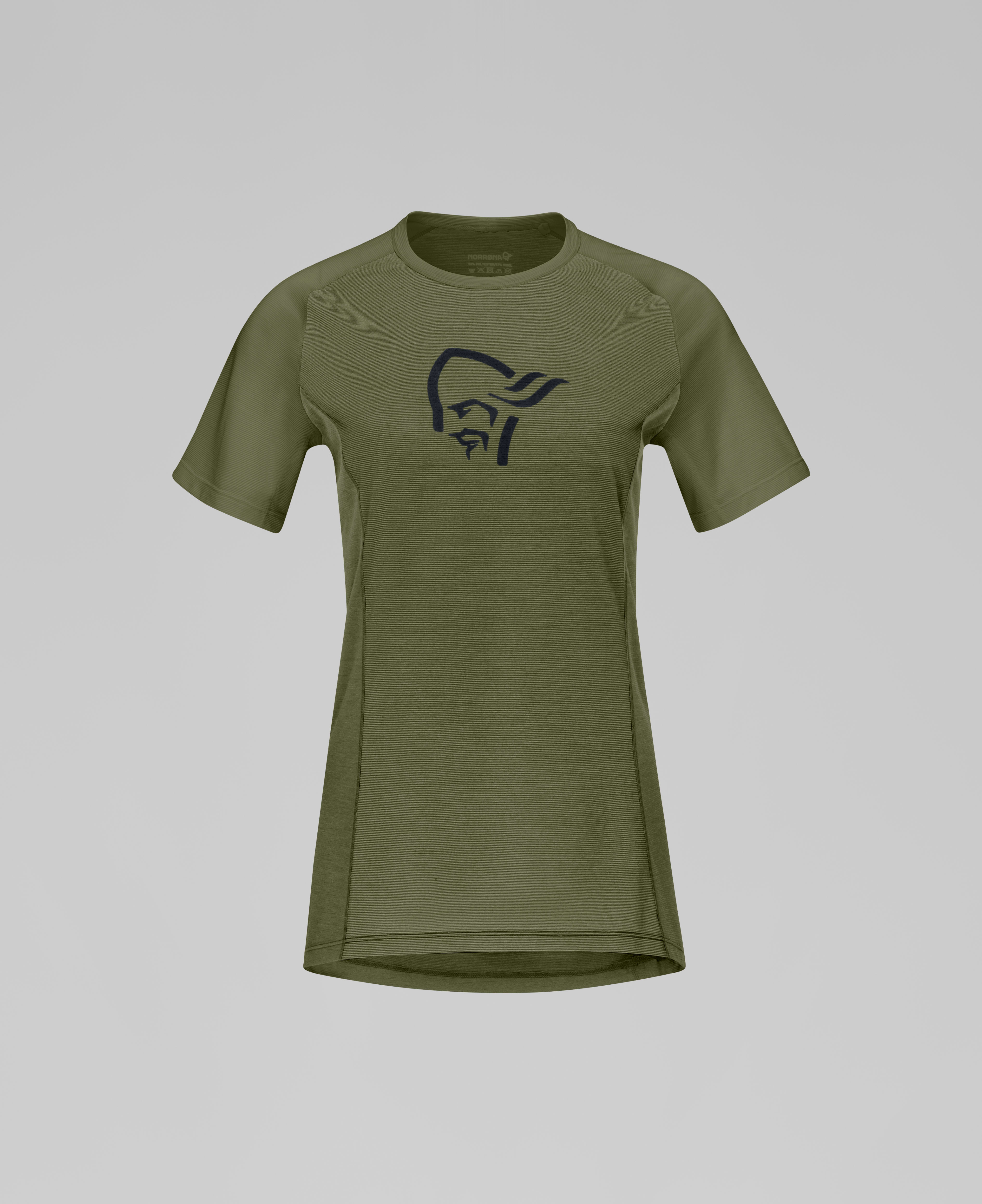 Packshot front image of fjora wool T-Shirt Olive Night/Caviar Black