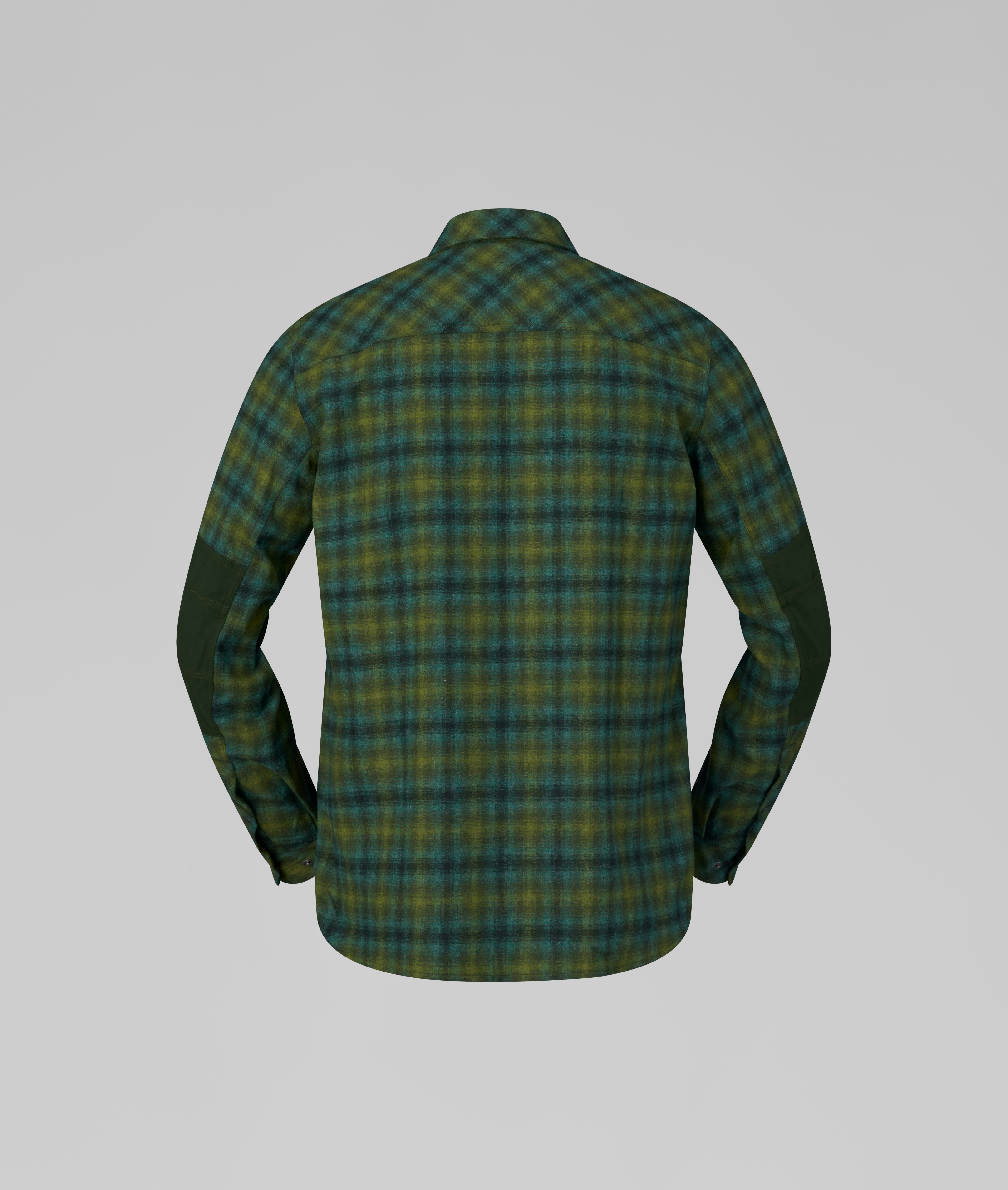 Packshot back image of finnskogen wool Shirt Forest Green