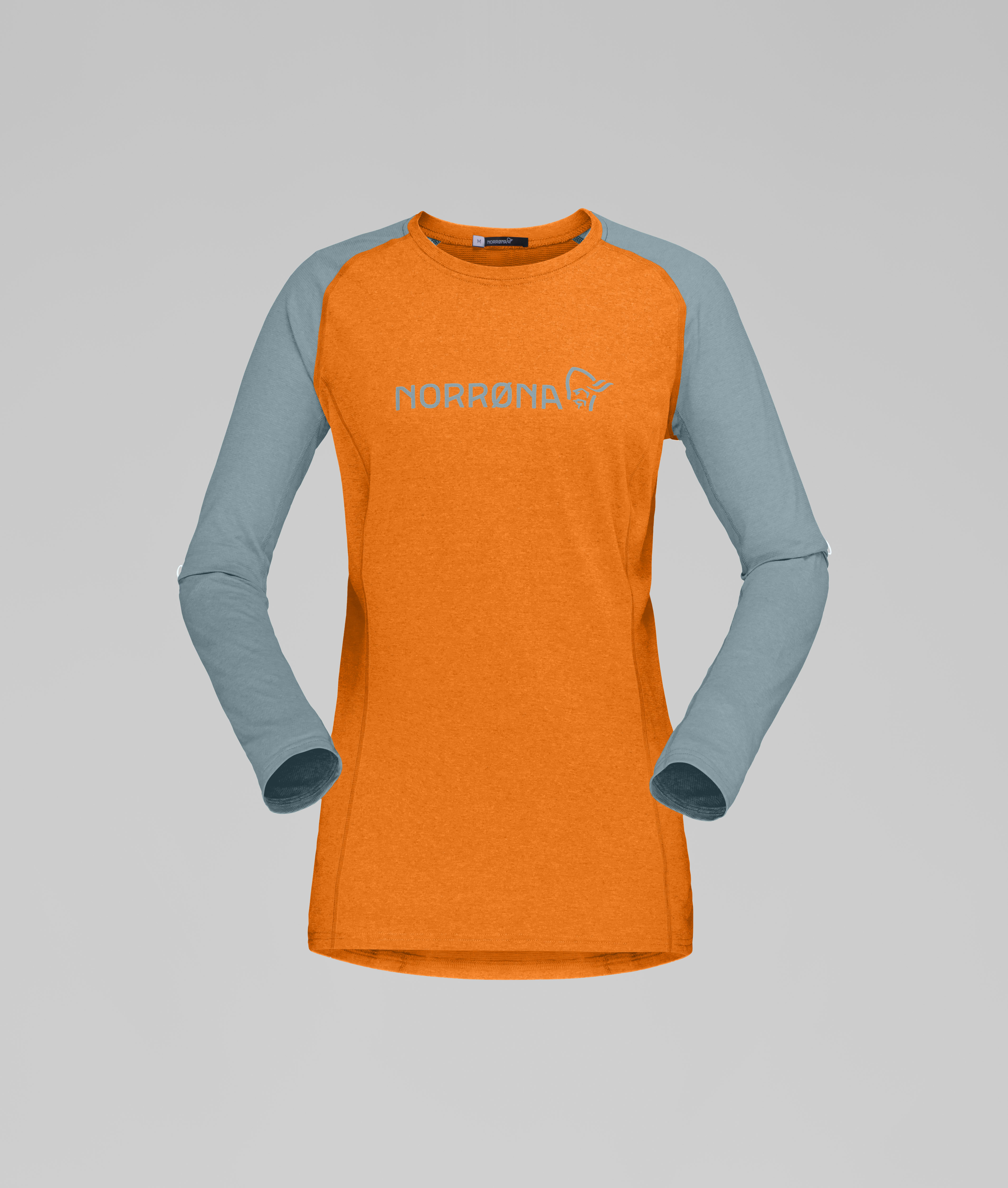 Packshot front image of fjora equaliser lightweight Long sleeve Orange Popsicle/Tourmaline