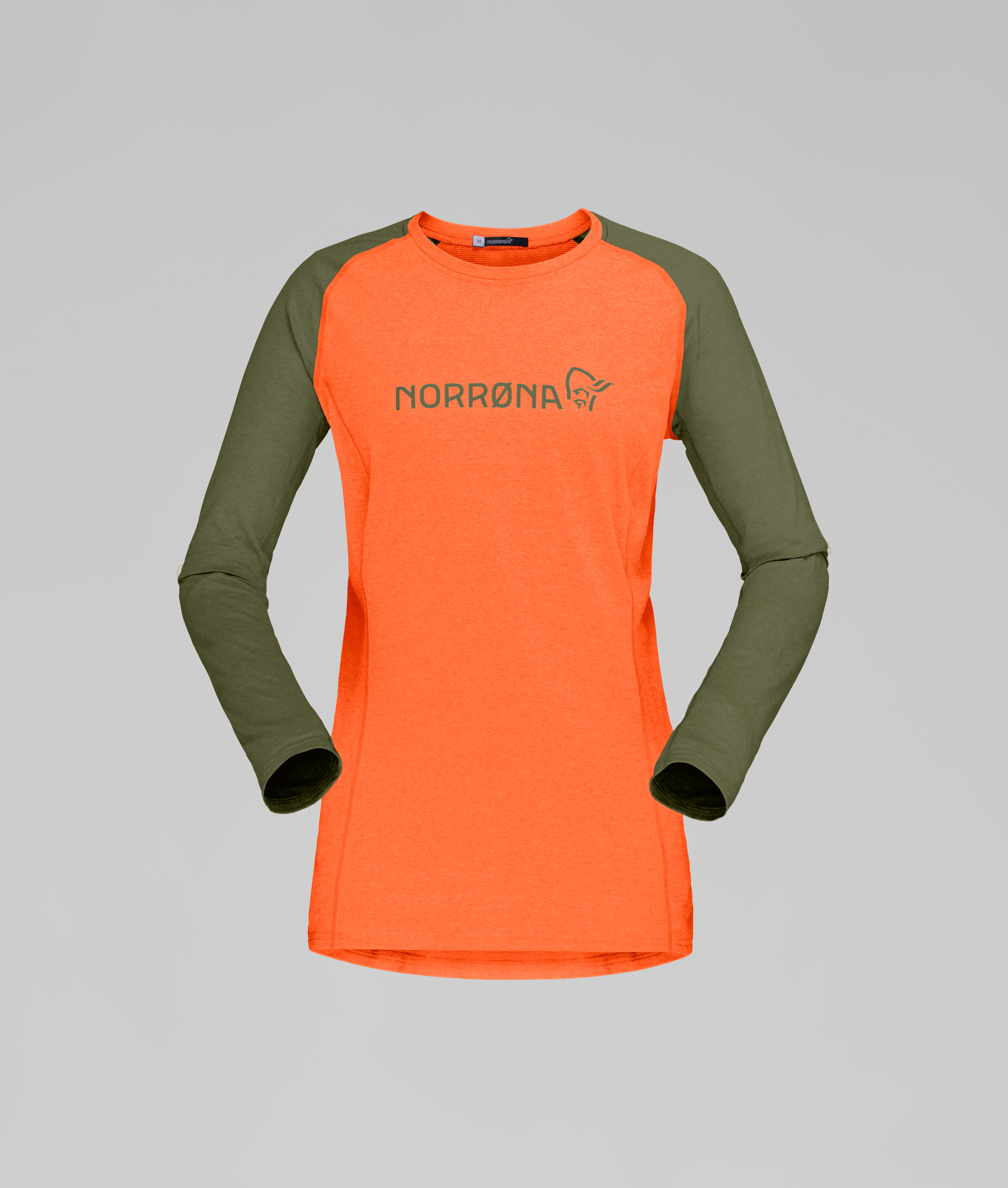 Packshot front image of fjora equaliser lightweight Long sleeve Orange Alert
