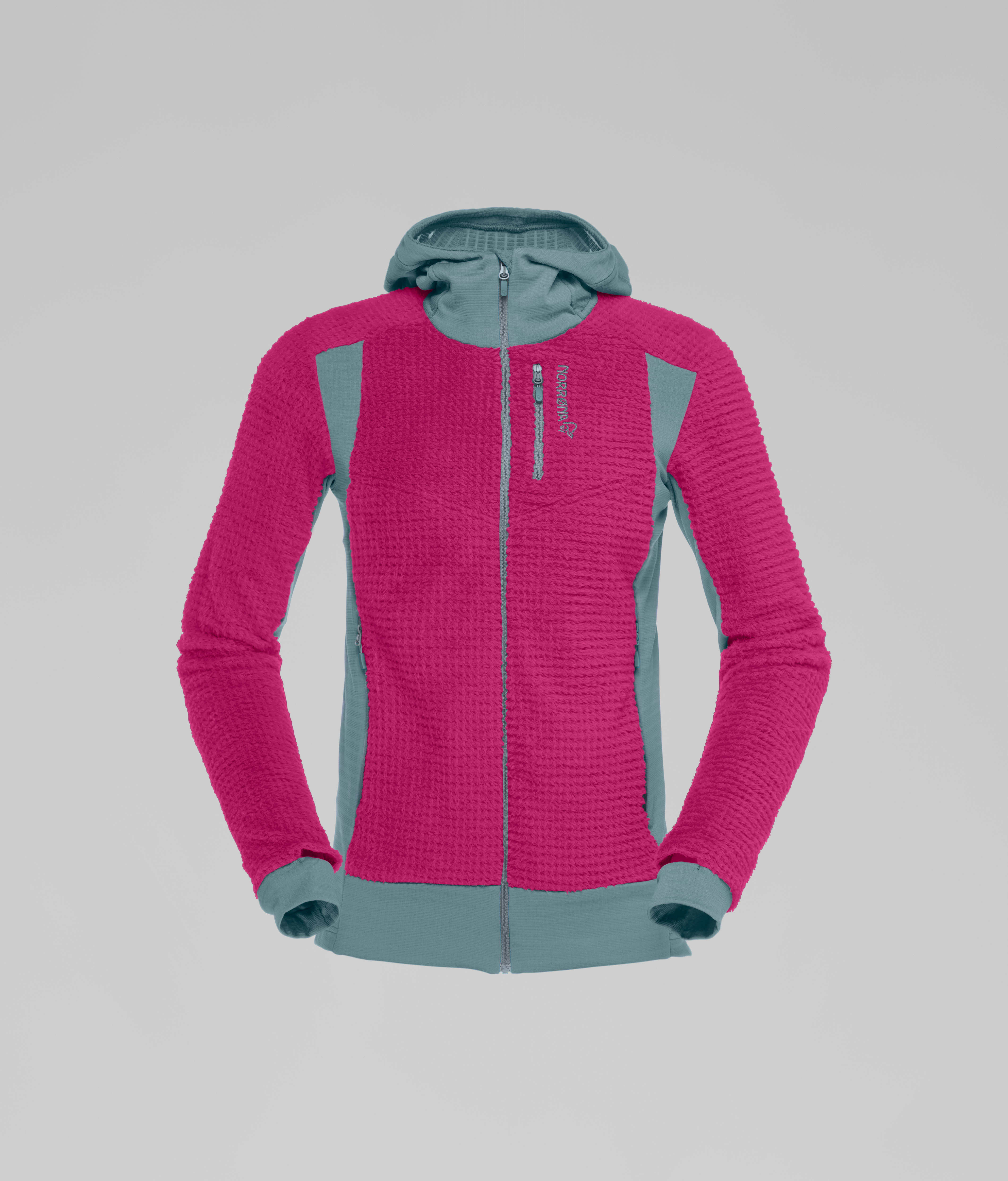 Packshot front image of falketind Alpha120 Zip Hood Festival Fuchsia