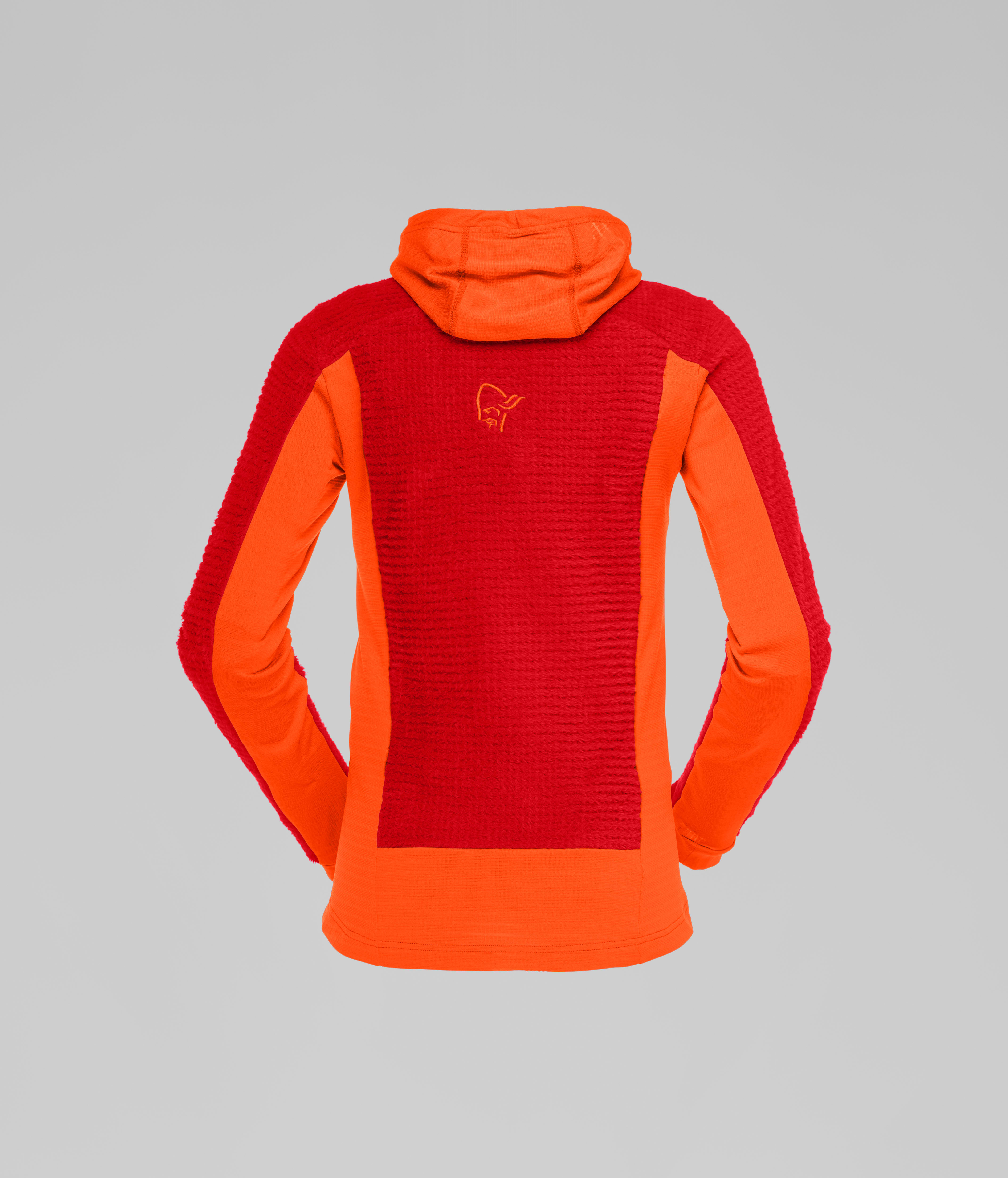 Packshot back image of falketind Alpha120 Zip Hood Aura Orange