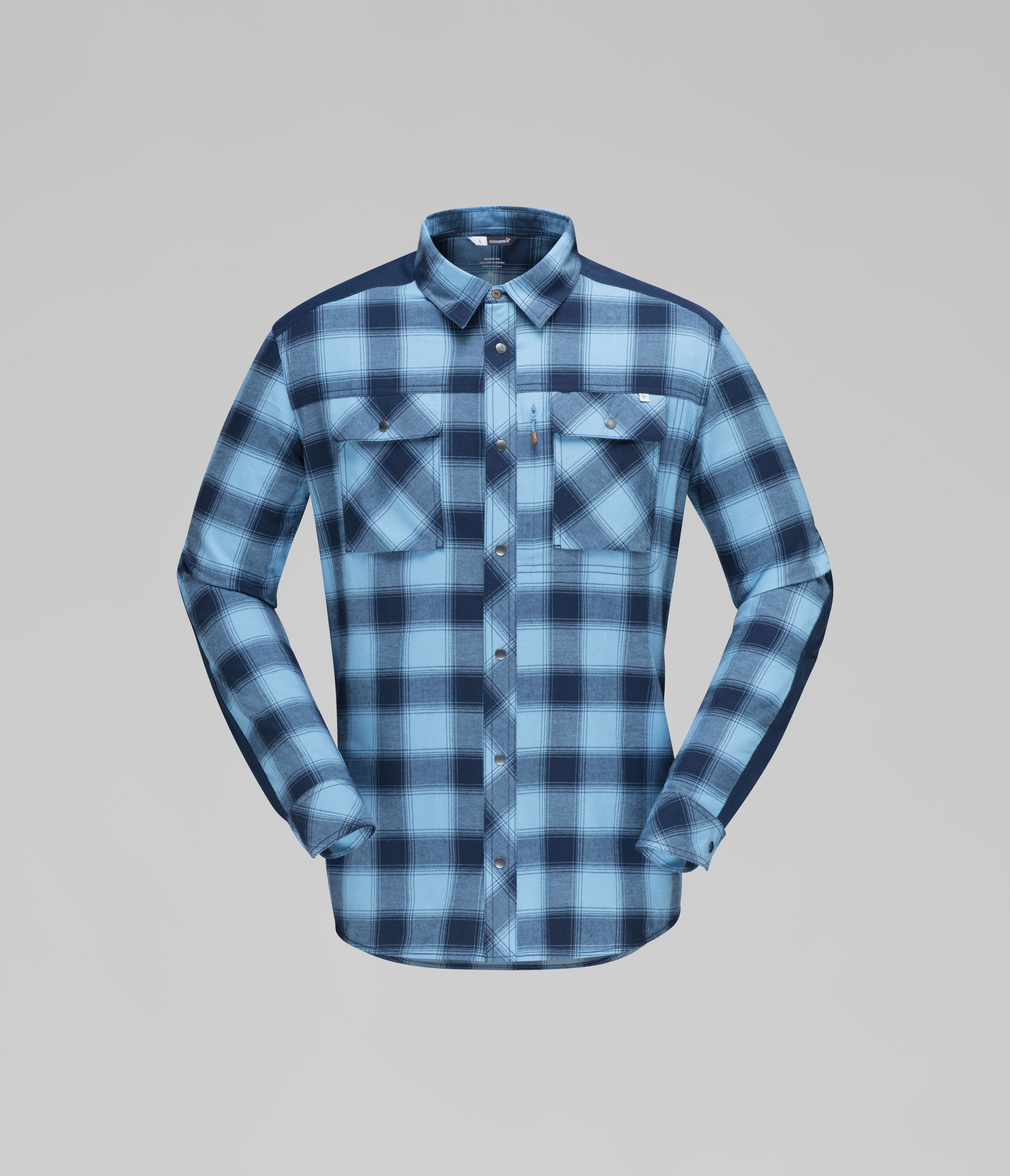 Packshot front image of svalbard flannel Shirt Heritage Blue/Indigo Night