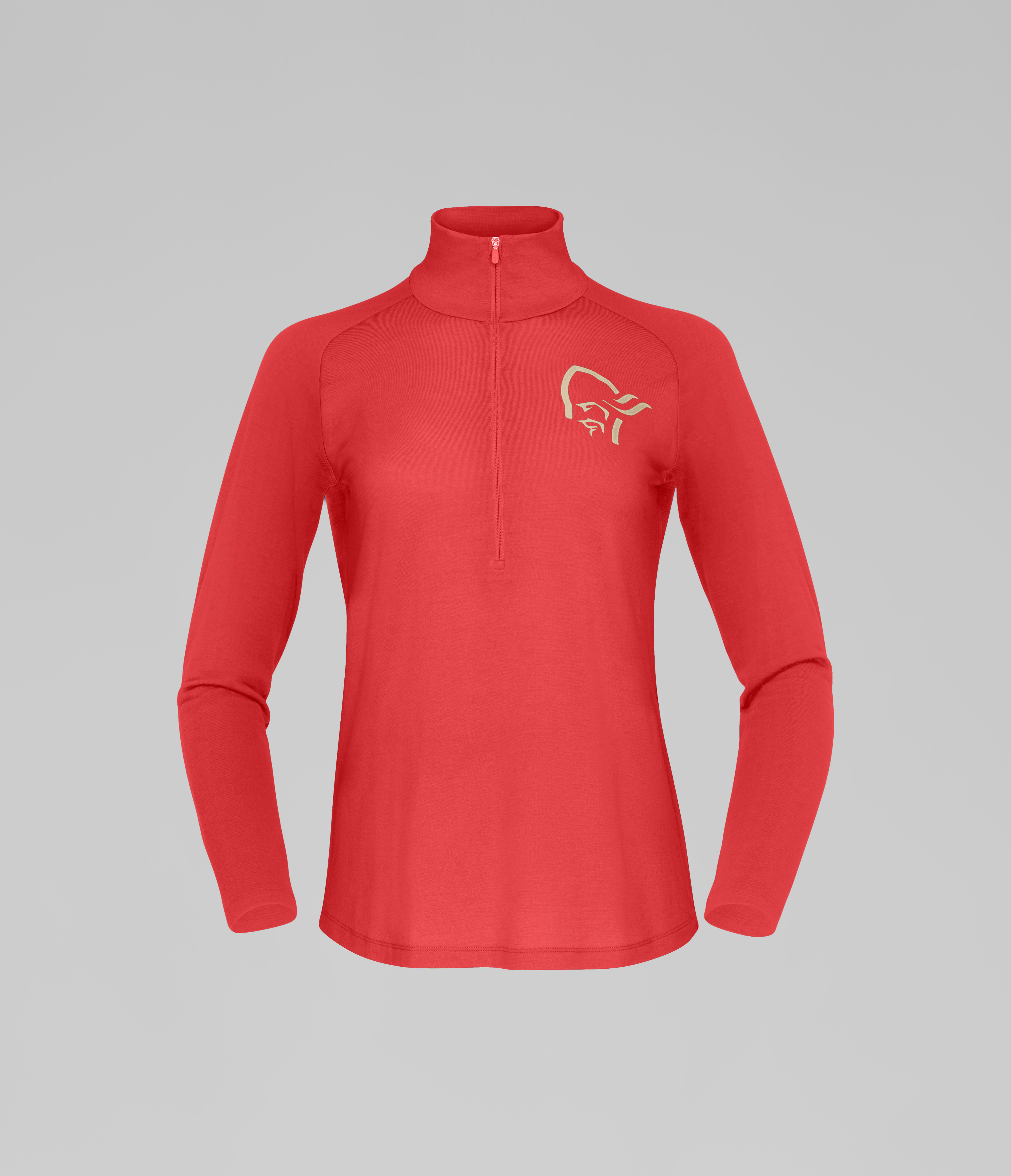 Packshot front image of femund pureUll Zip Neck Paprika red