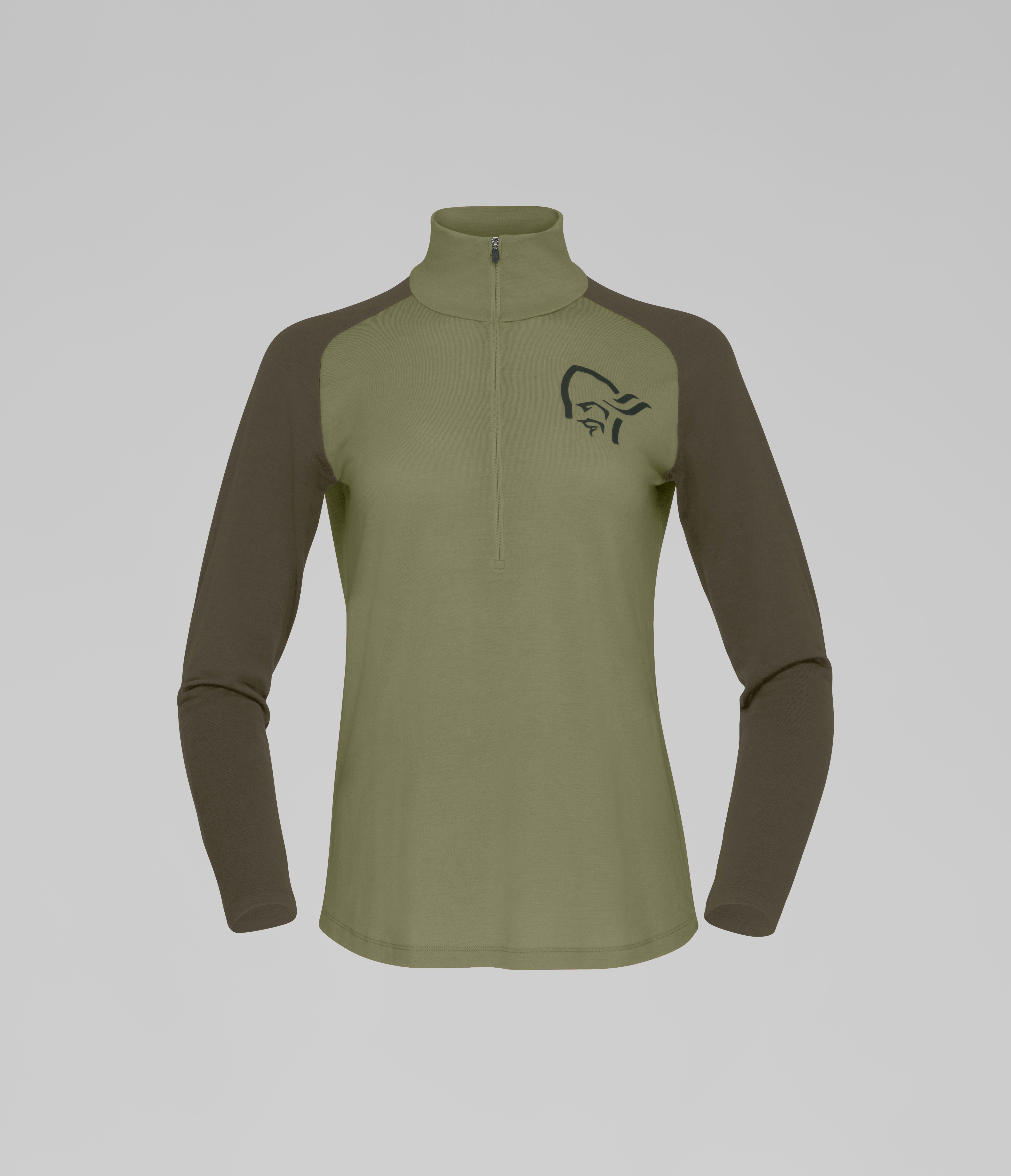 Packshot front image of femund pureUll Zip Neck Loden Green