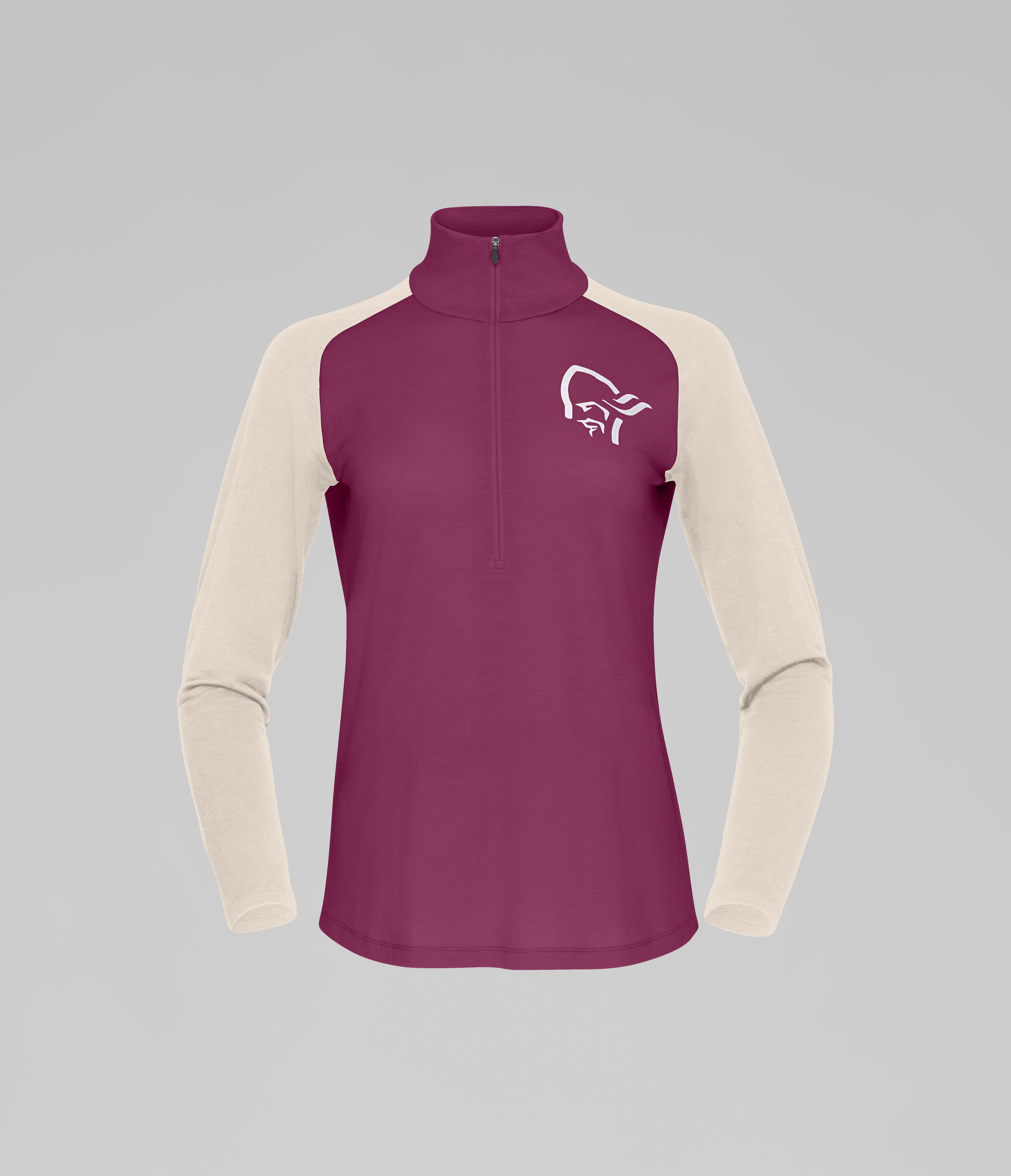 Packshot front image of femund pureUll Zip Neck Violet Quartz