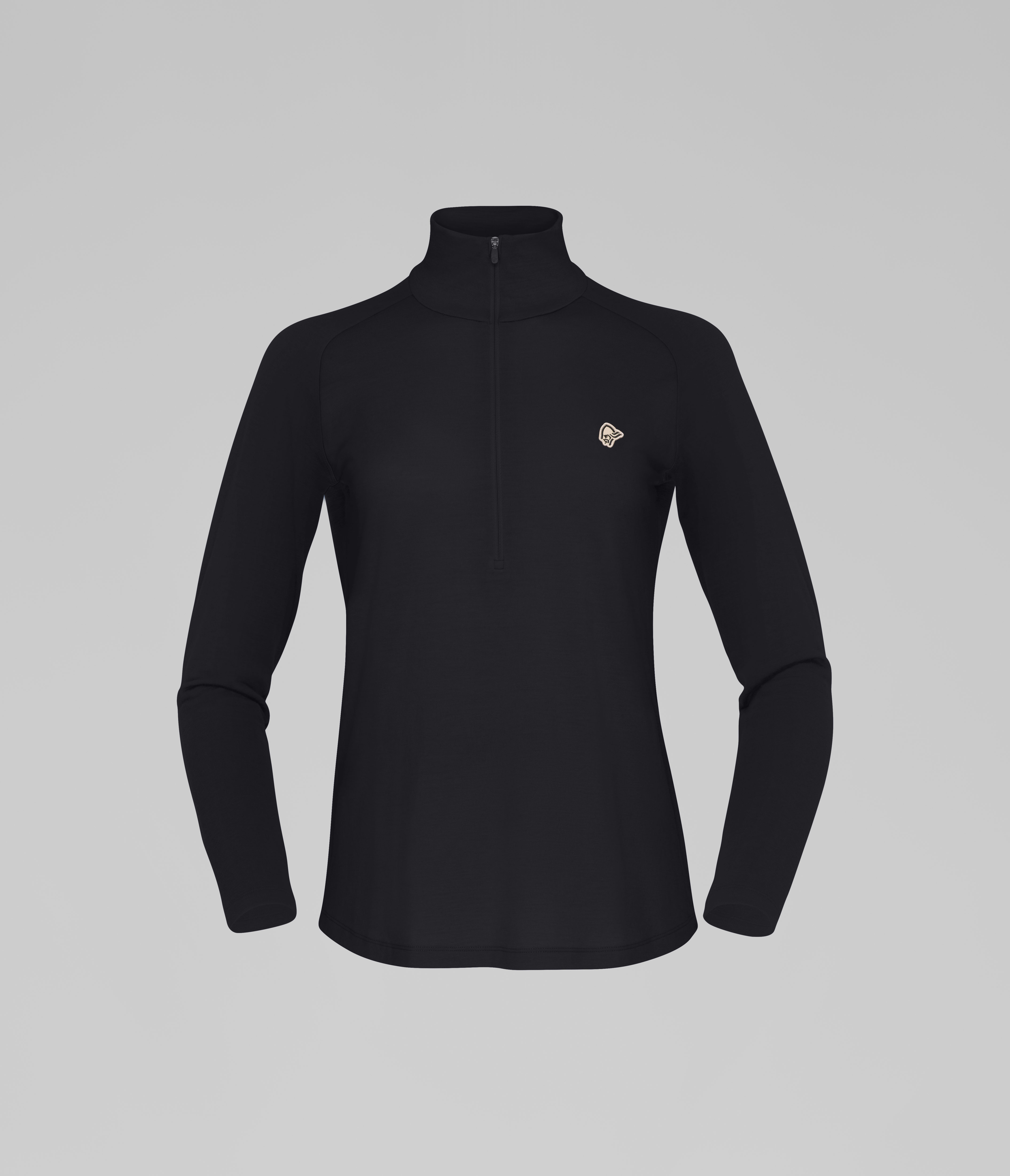 Packshot front image of femund pureUll Zip Neck Caviar Black