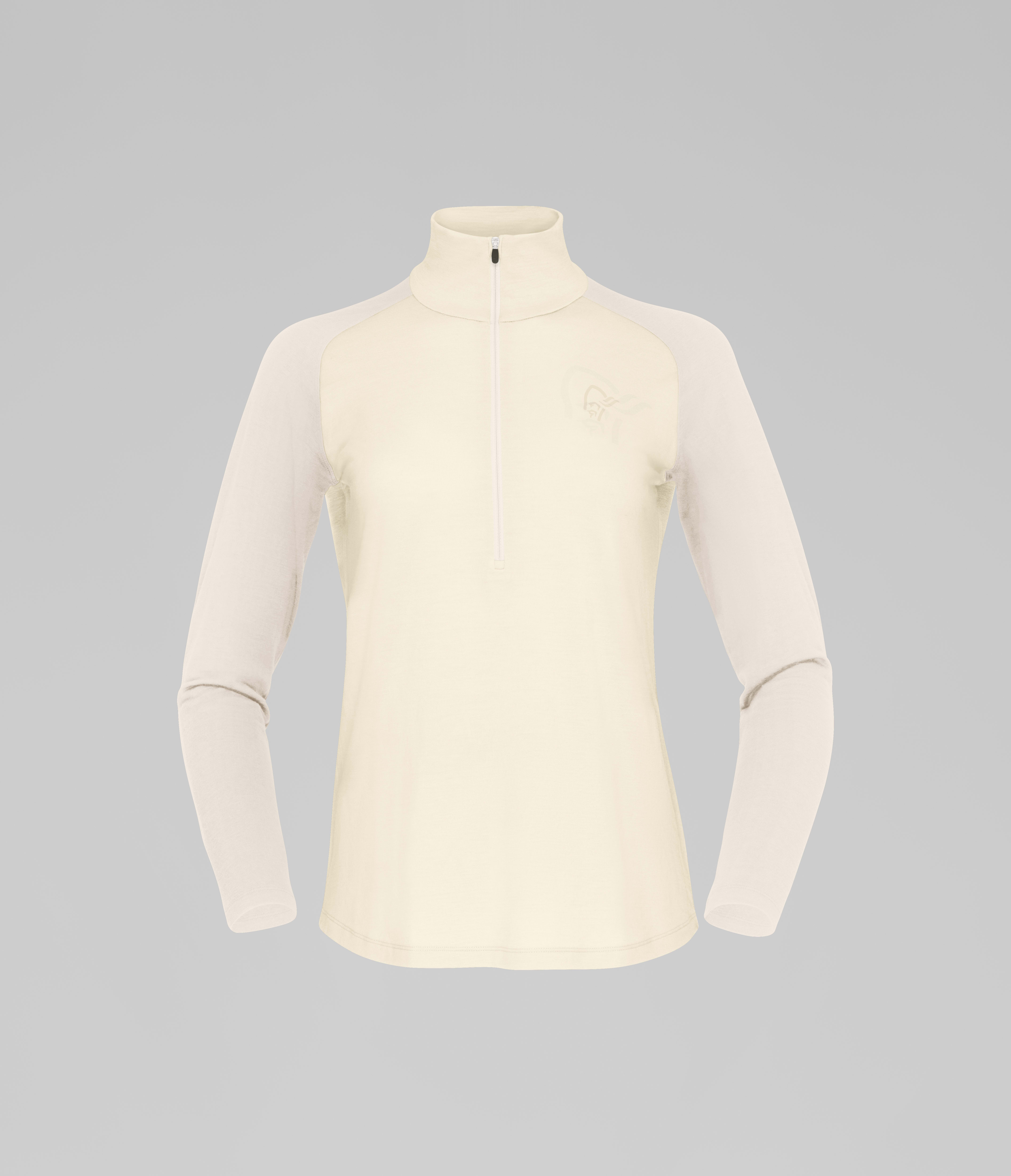 Packshot front image of femund pureUll Zip Neck Whisper White
