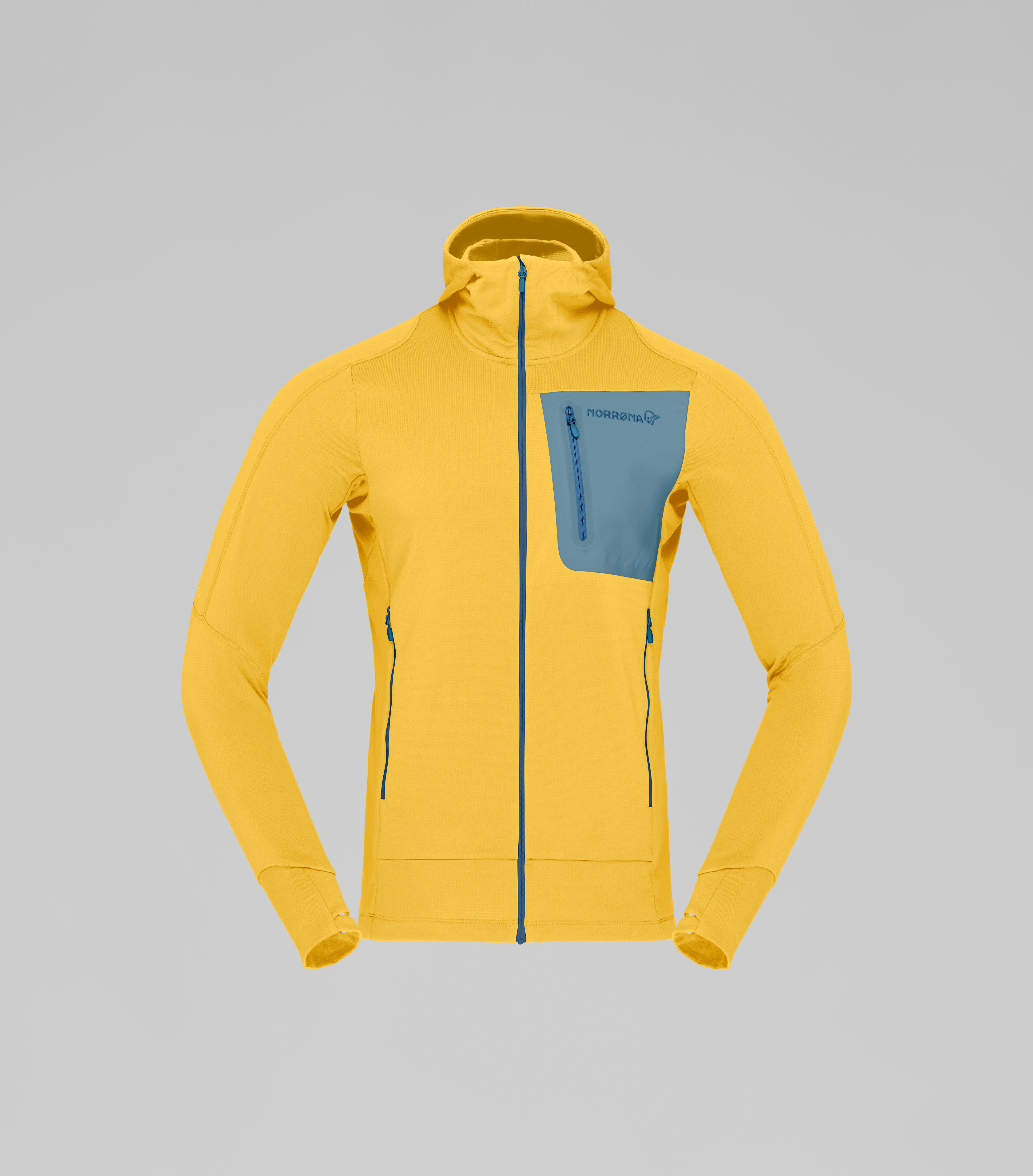 Packshot front image of falketind Power Grid Zip Hood Calendula
