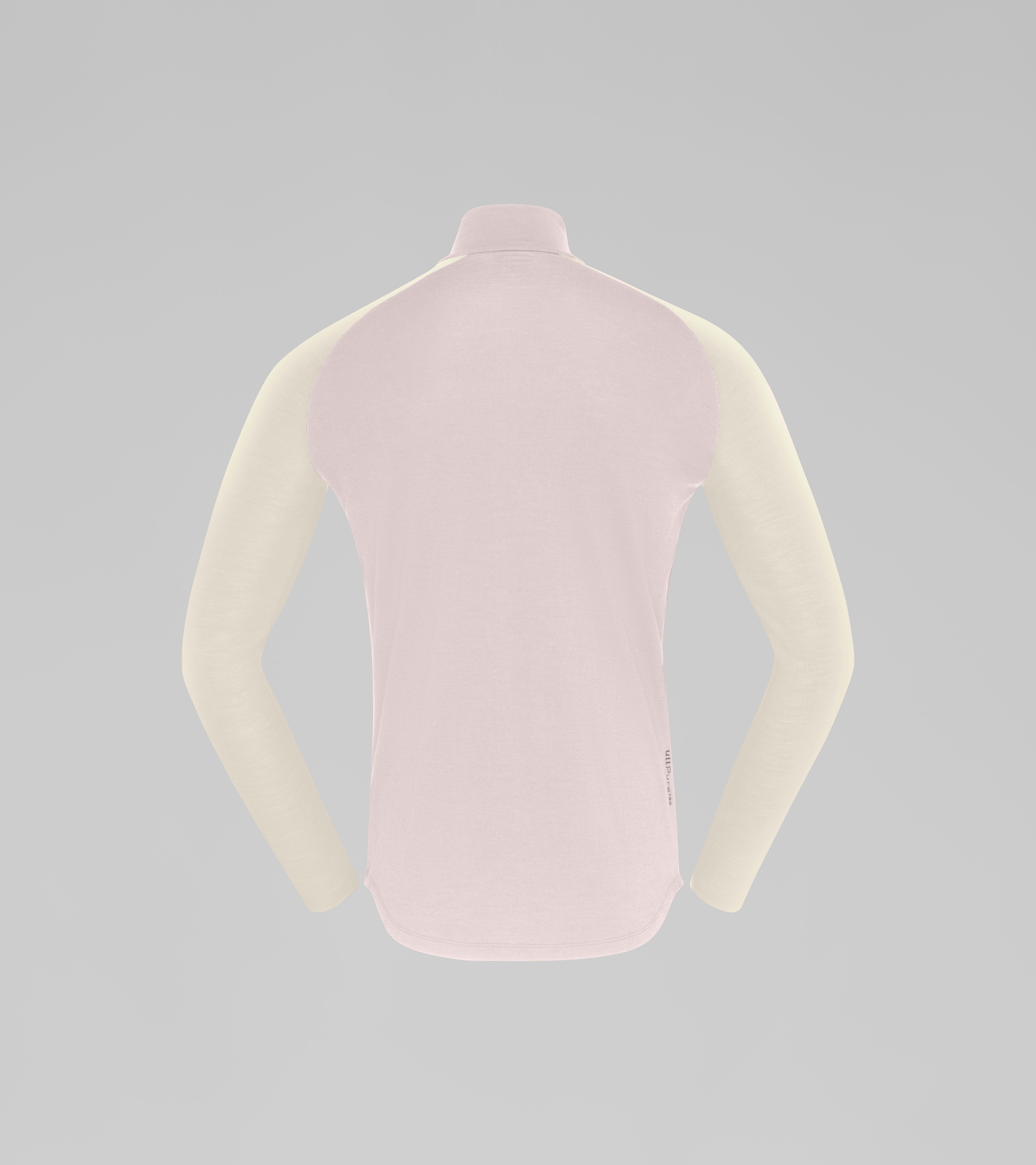 Packshot back image of femund pureUll Zip Neck Oatmeal/Whisper White