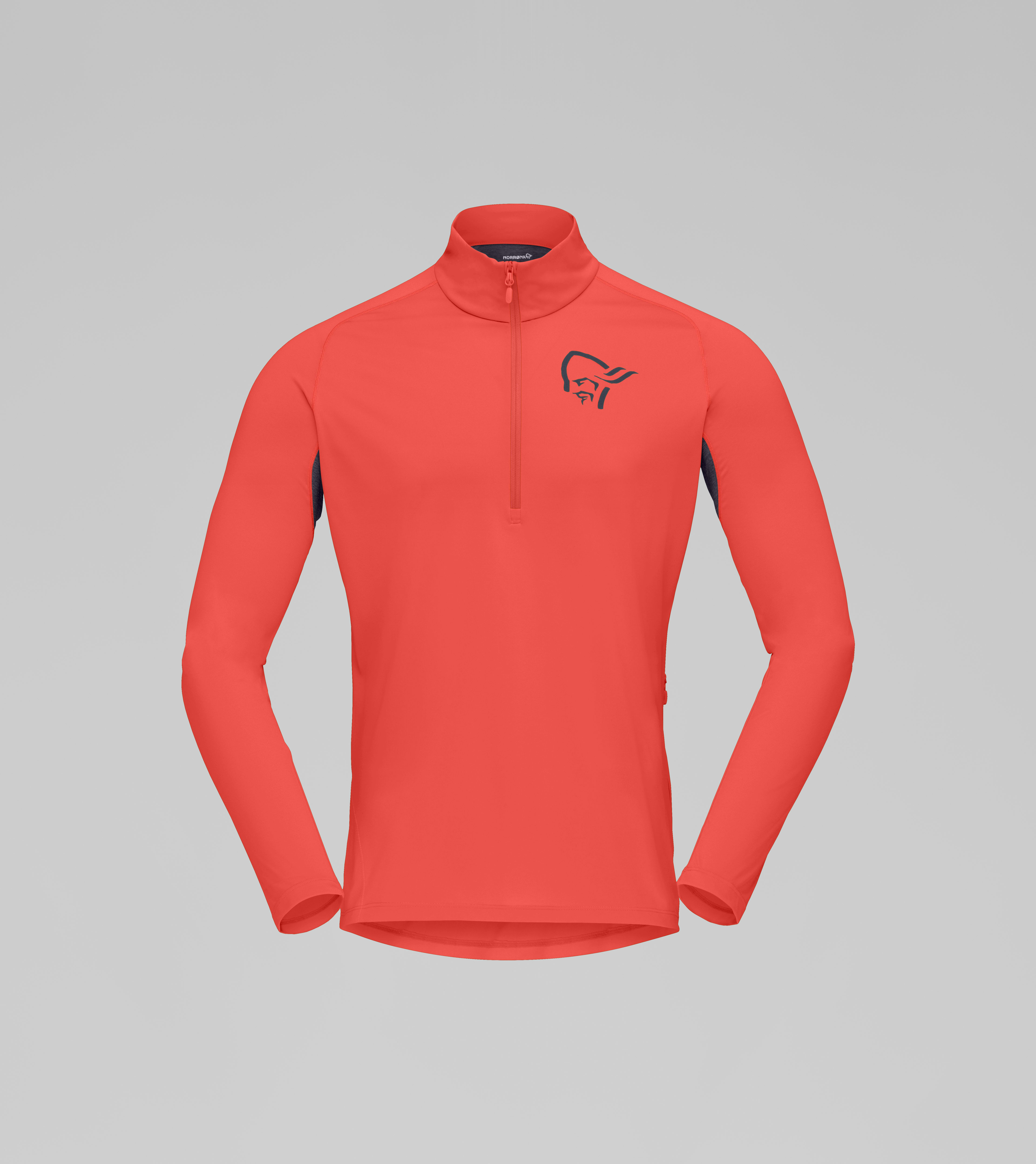 Packshot front image of fjora equaliser Zip Neck Paprika red