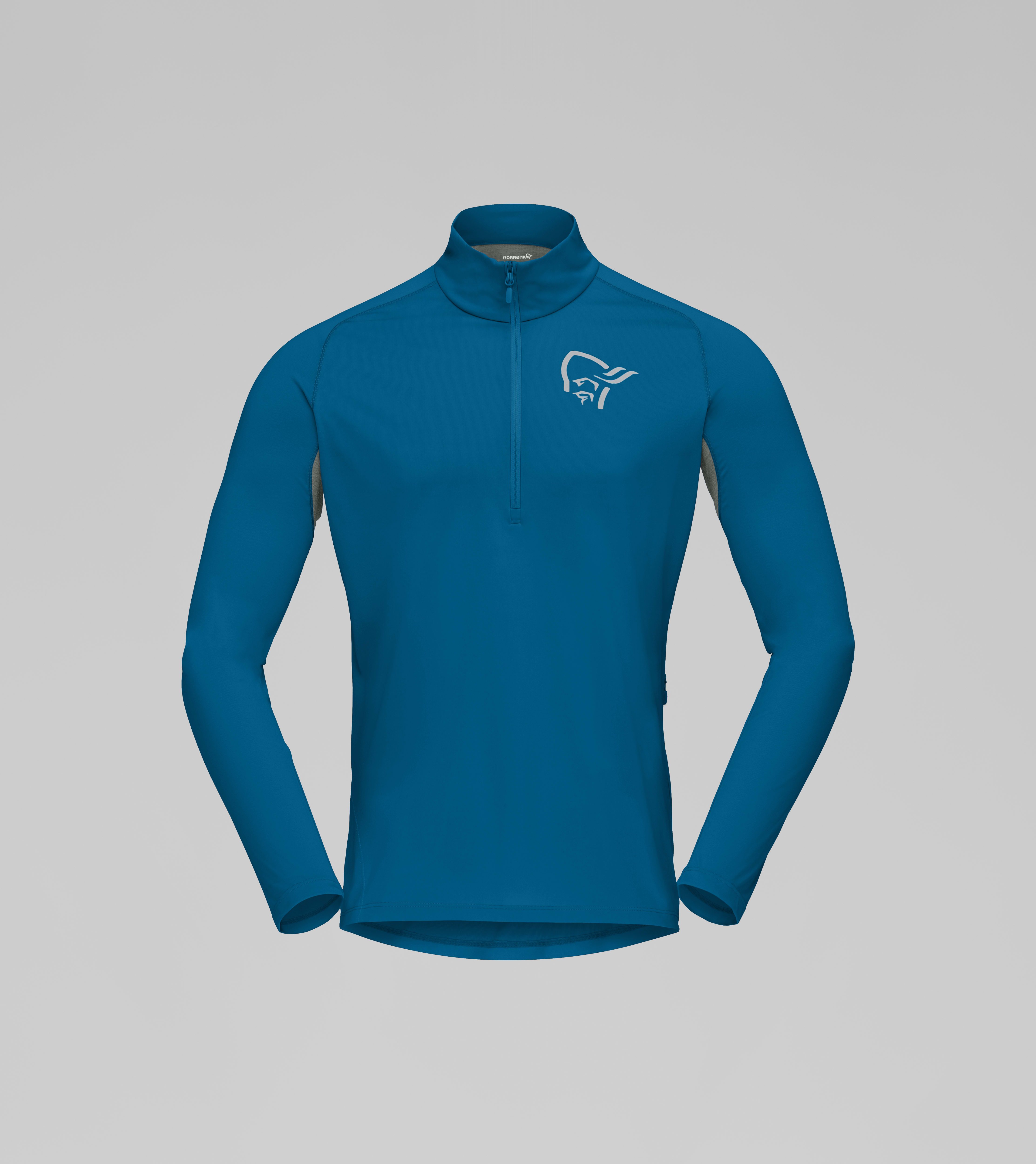 Packshot front image of fjora equaliser Zip Neck Mykonos Blue/Castor Grey