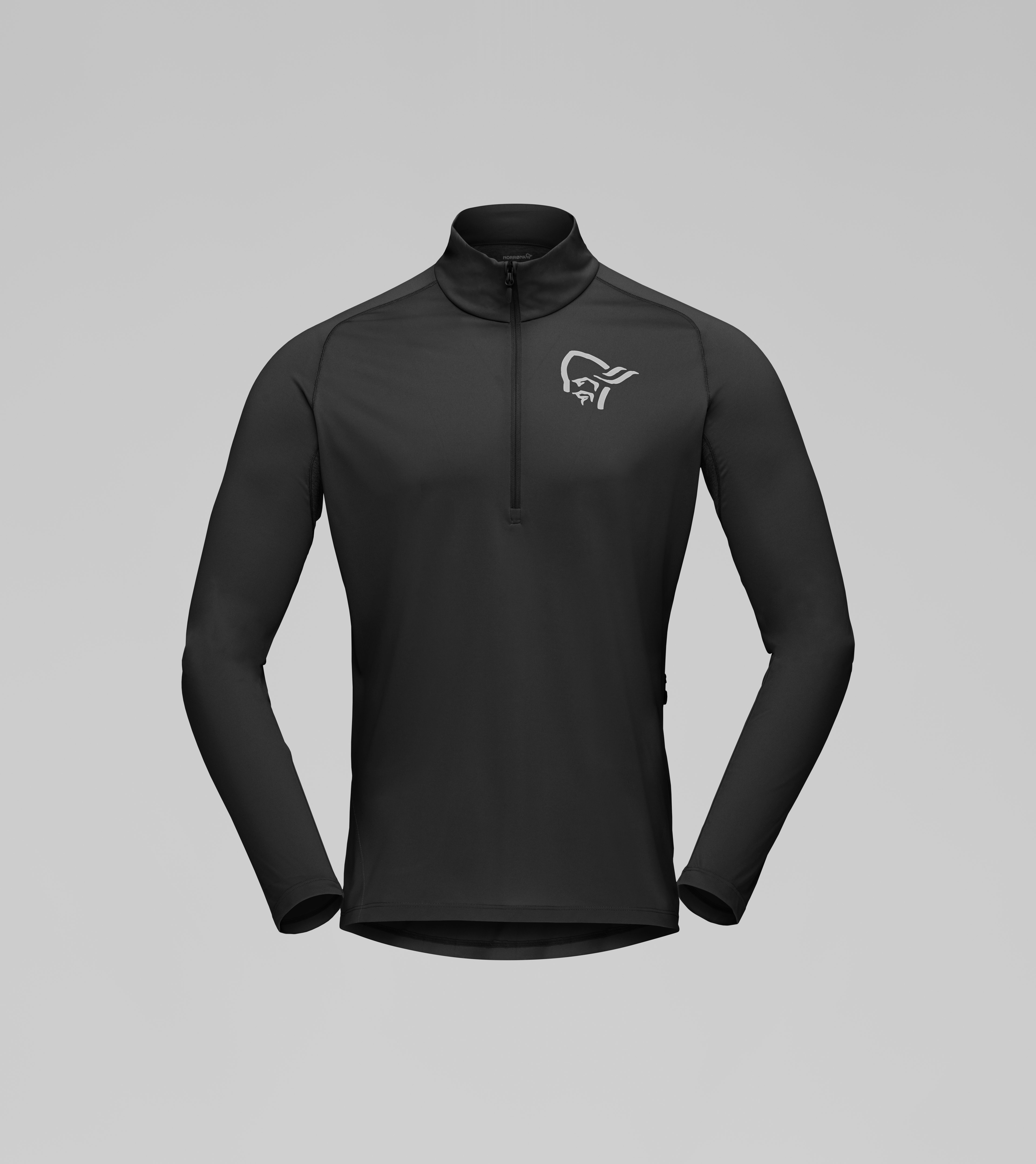 Packshot front image of fjora equaliser Zip Neck Caviar Black