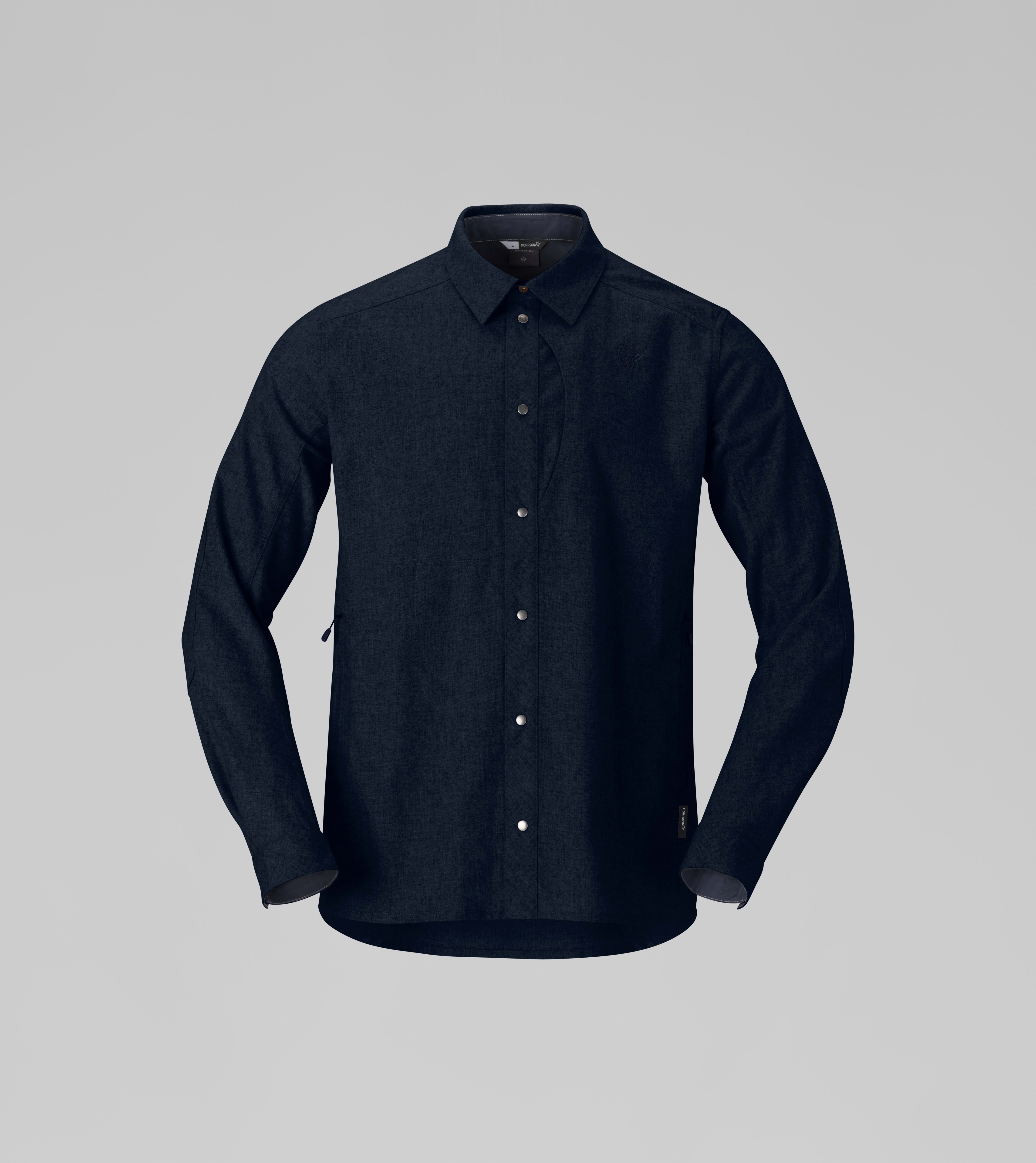 Packshot front image of tamok wool plain Shirt Indigo Night Melange