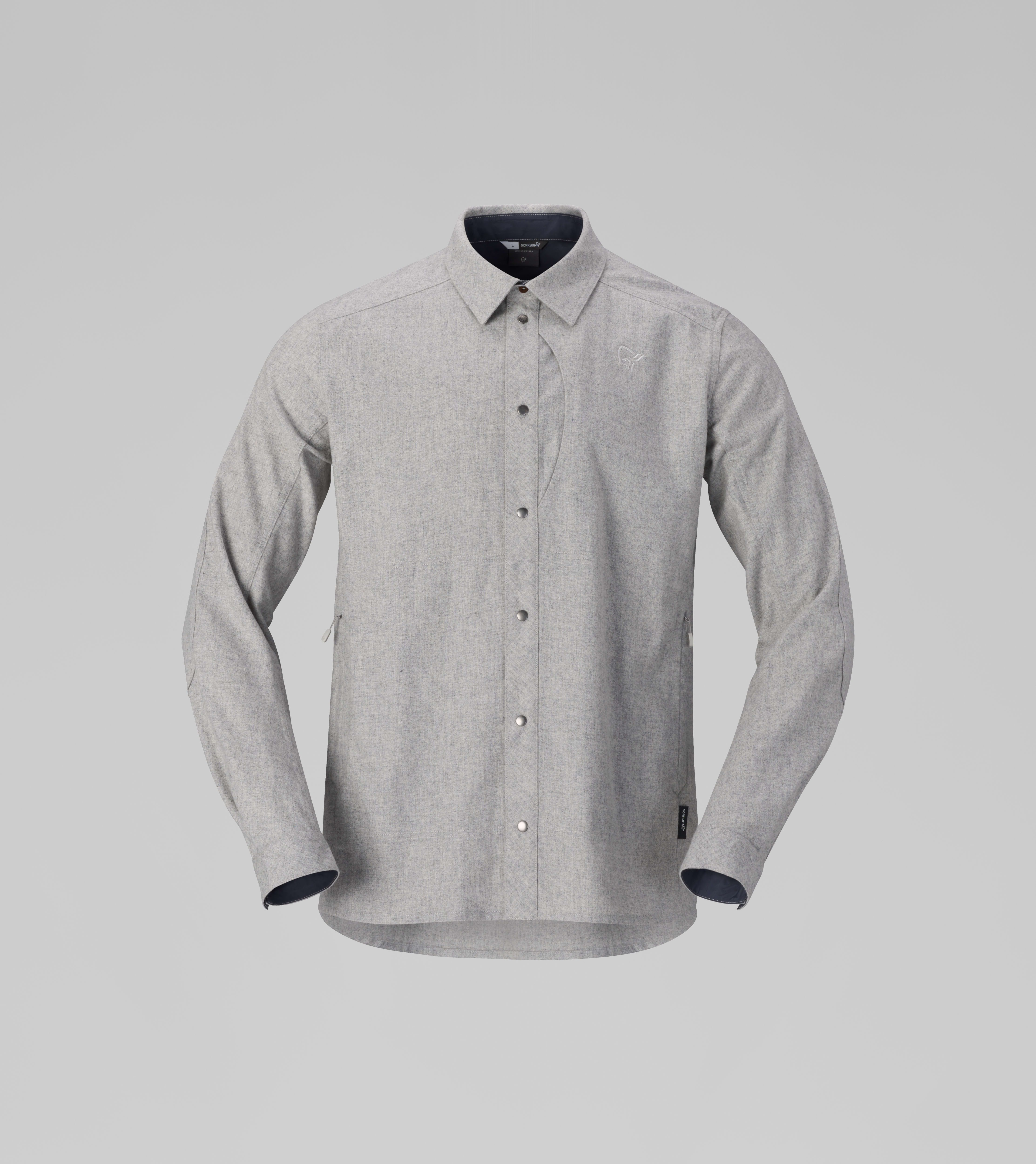 Packshot front image of tamok wool plain Shirt Drizzle Melange