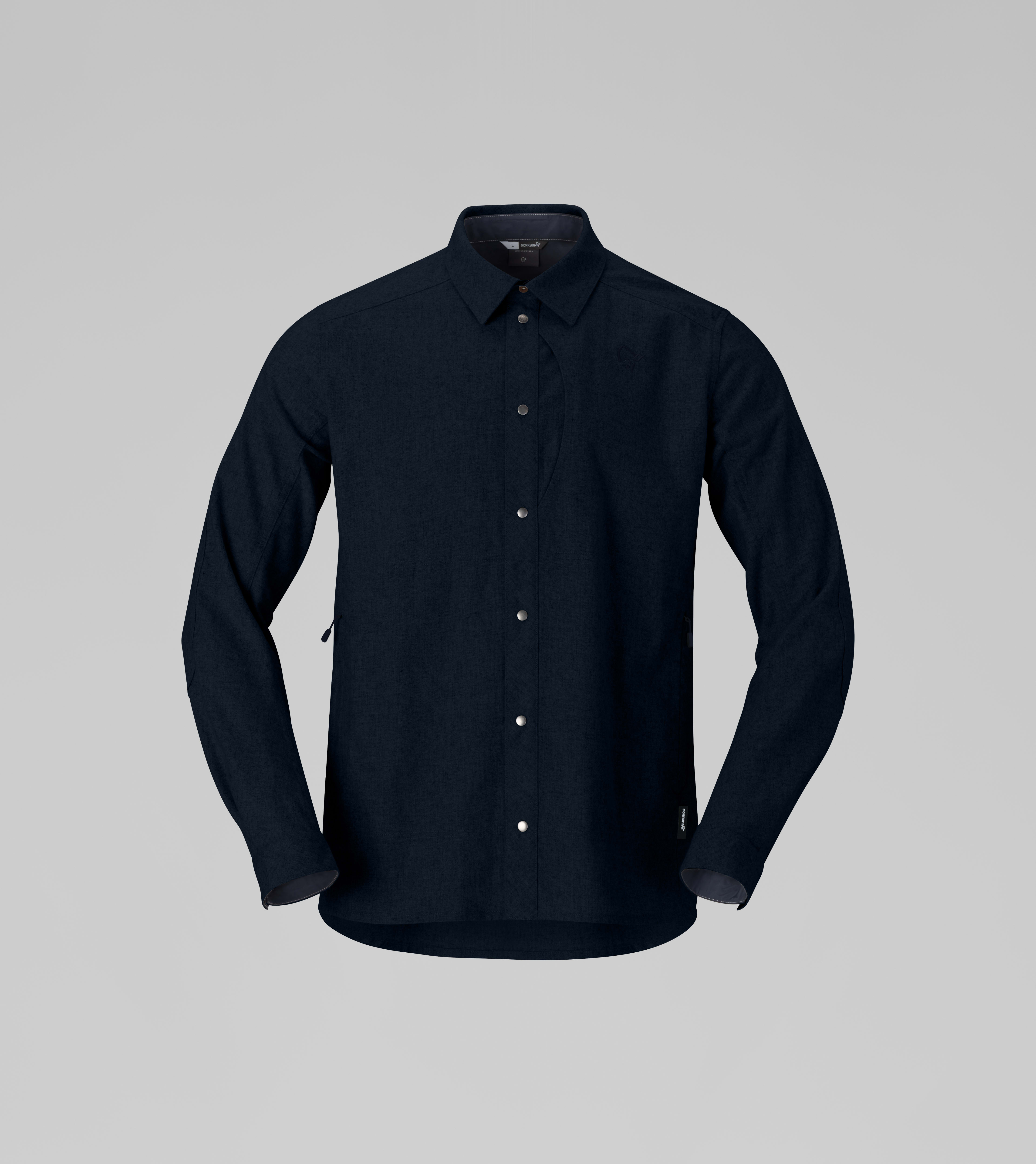 Packshot front image of femund wool plain Shirt Indigo Night