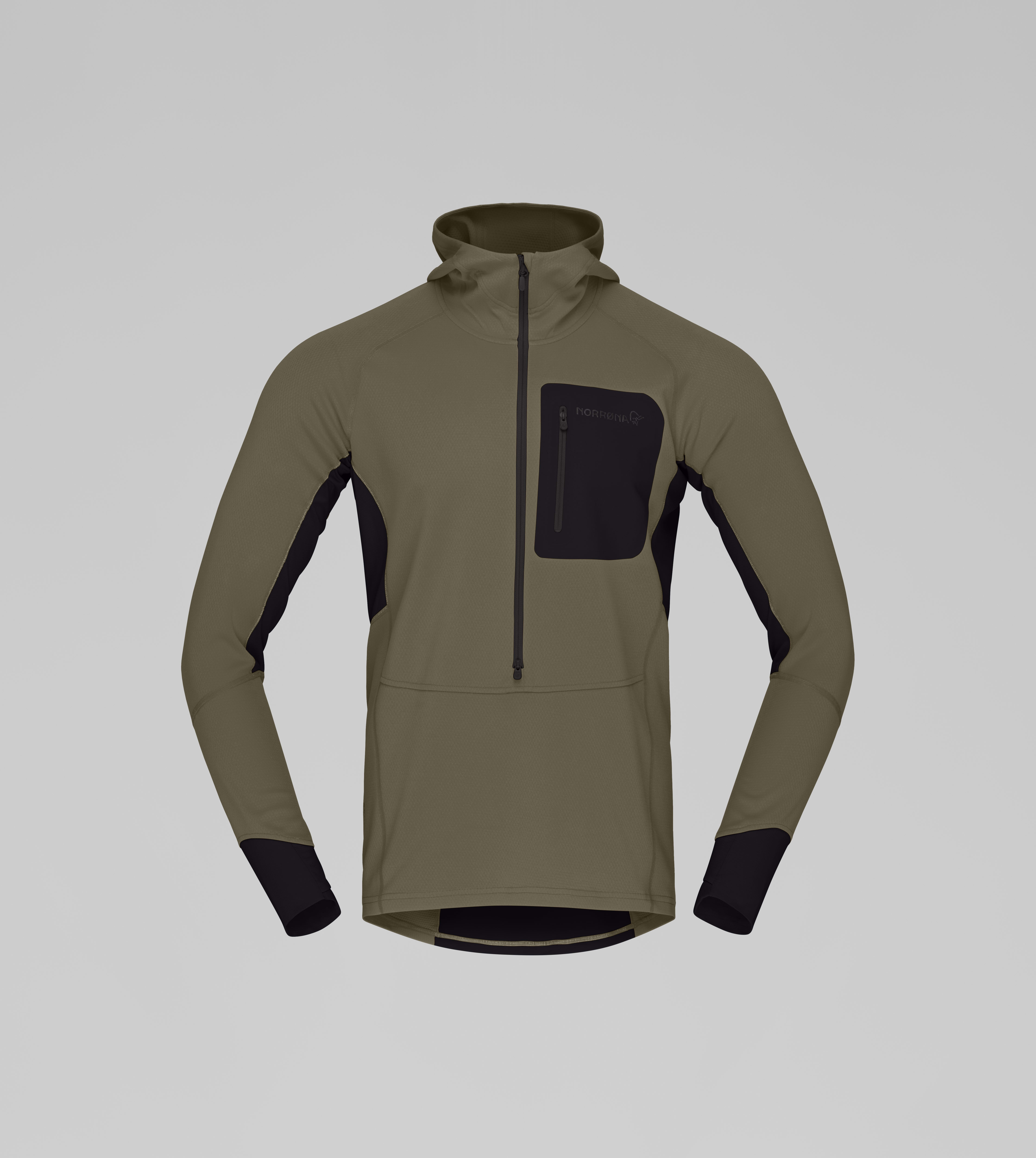 Packshot front image of senja warm1 Hood Olive Night
