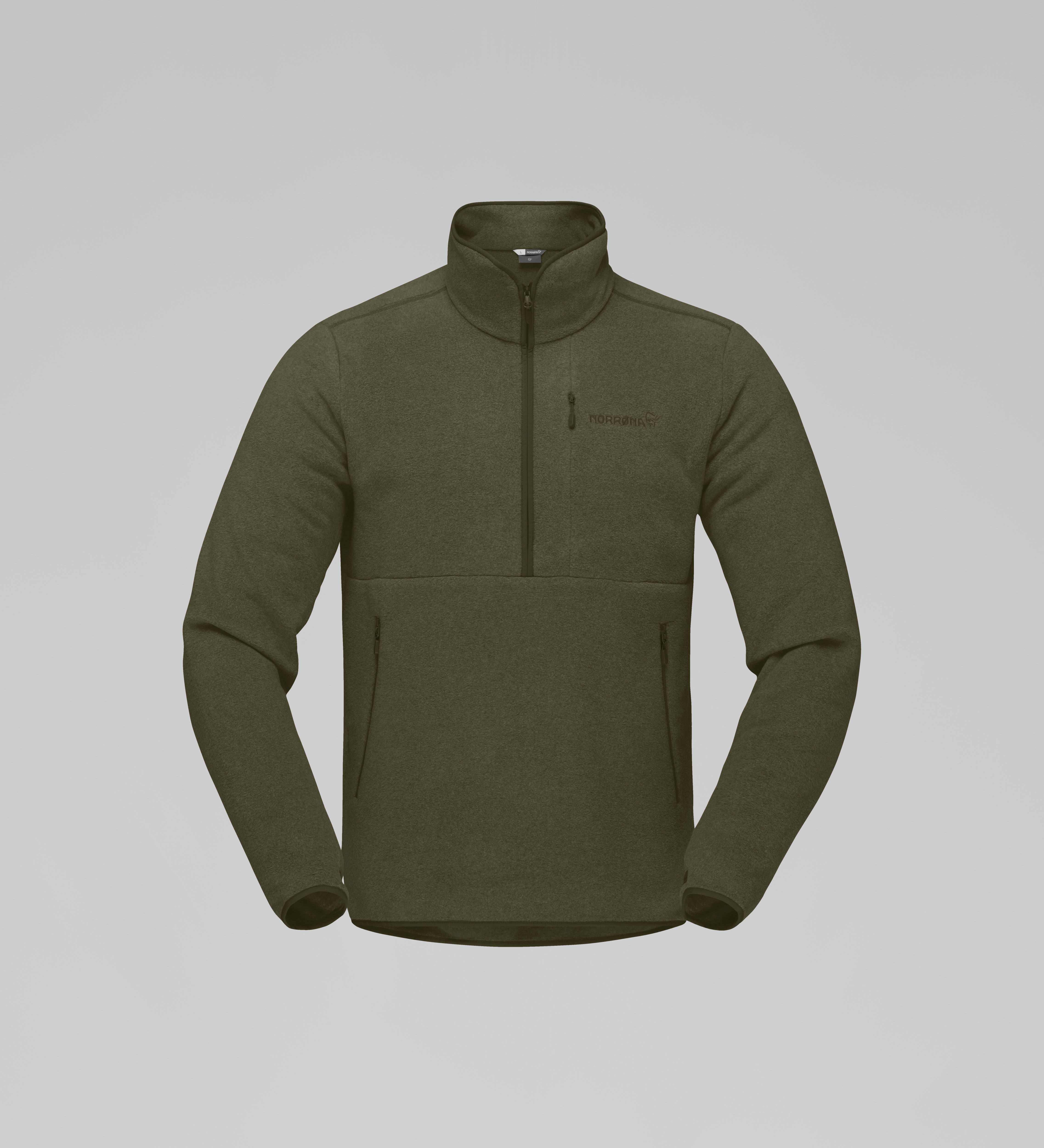 Packshot front image of femund warm2 Zip Neck Olive Night