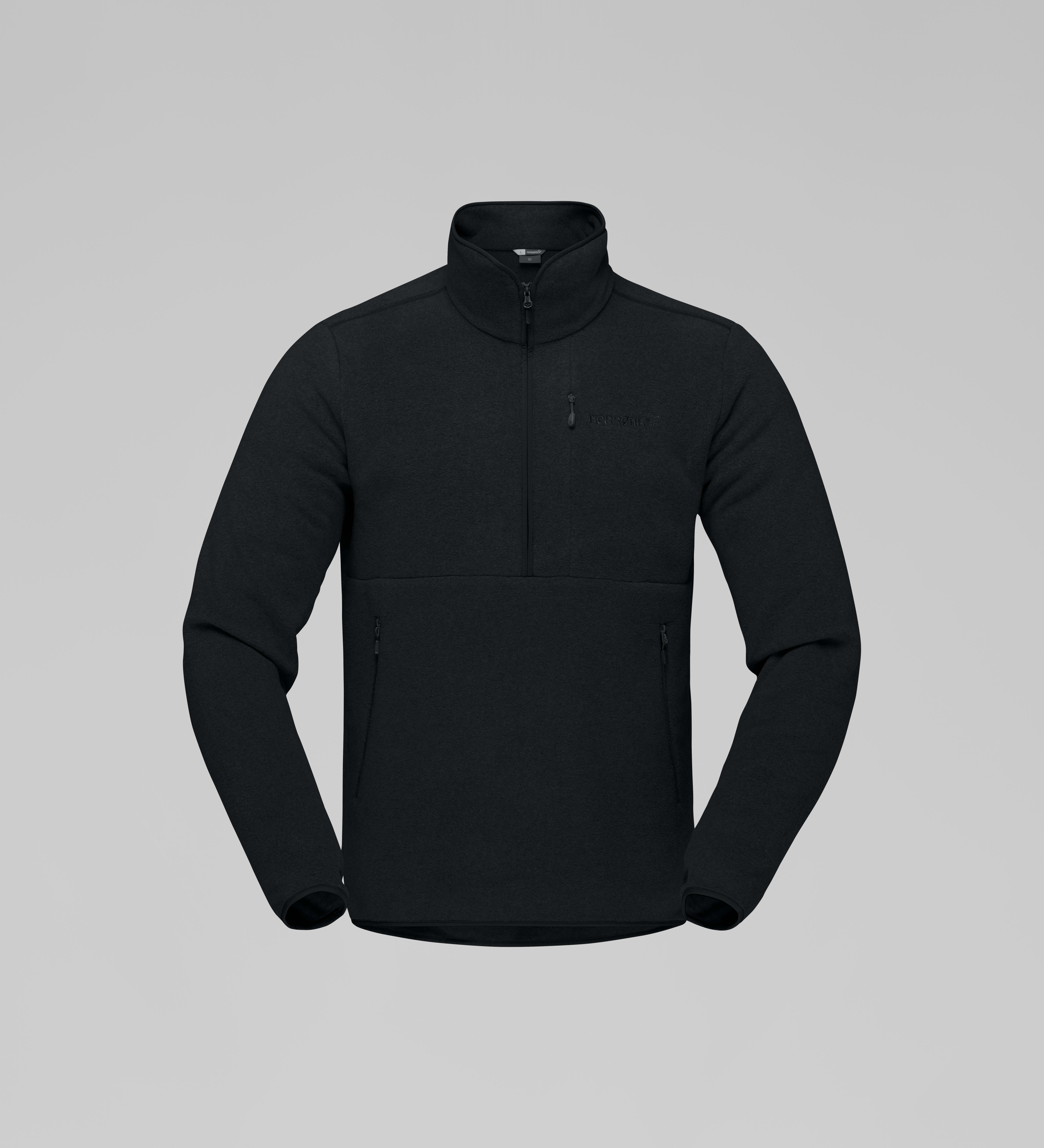 Packshot front image of femund warm2 Zip Neck Caviar Black