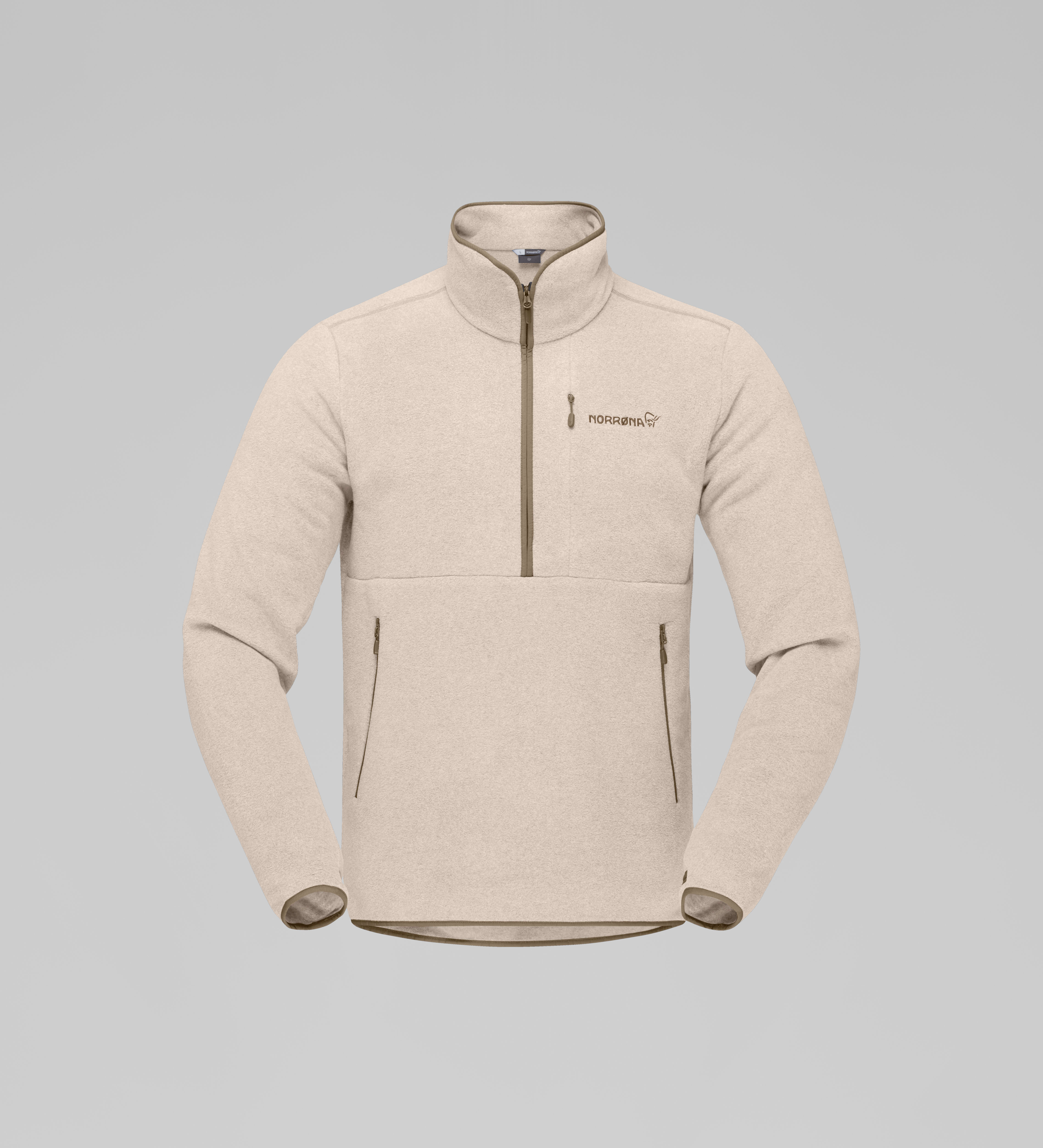 Packshot front image of femund warm2 Zip Neck Pure Cashmere White