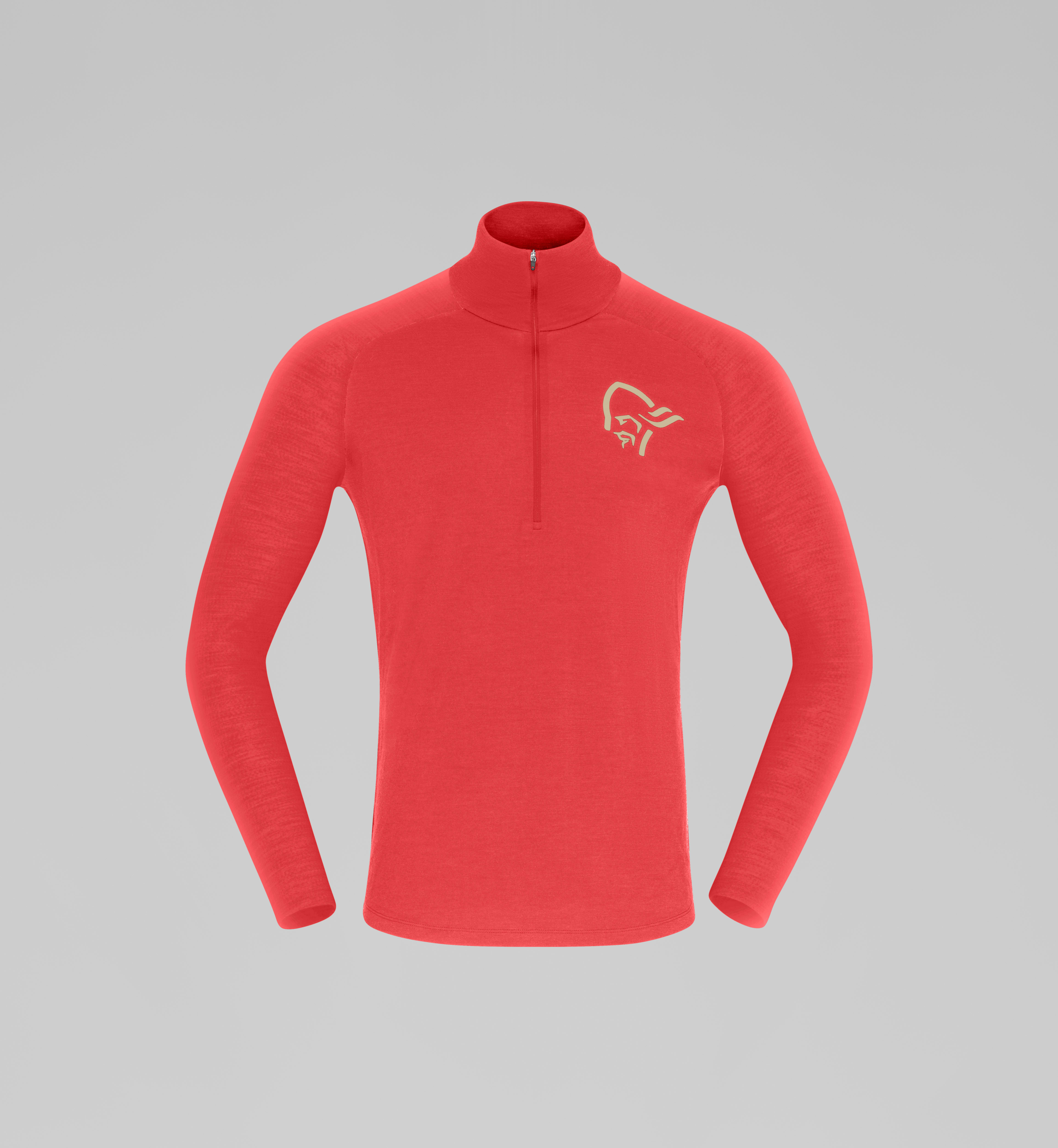 Packshot front image of femund pureUll Zip Neck Paprika red