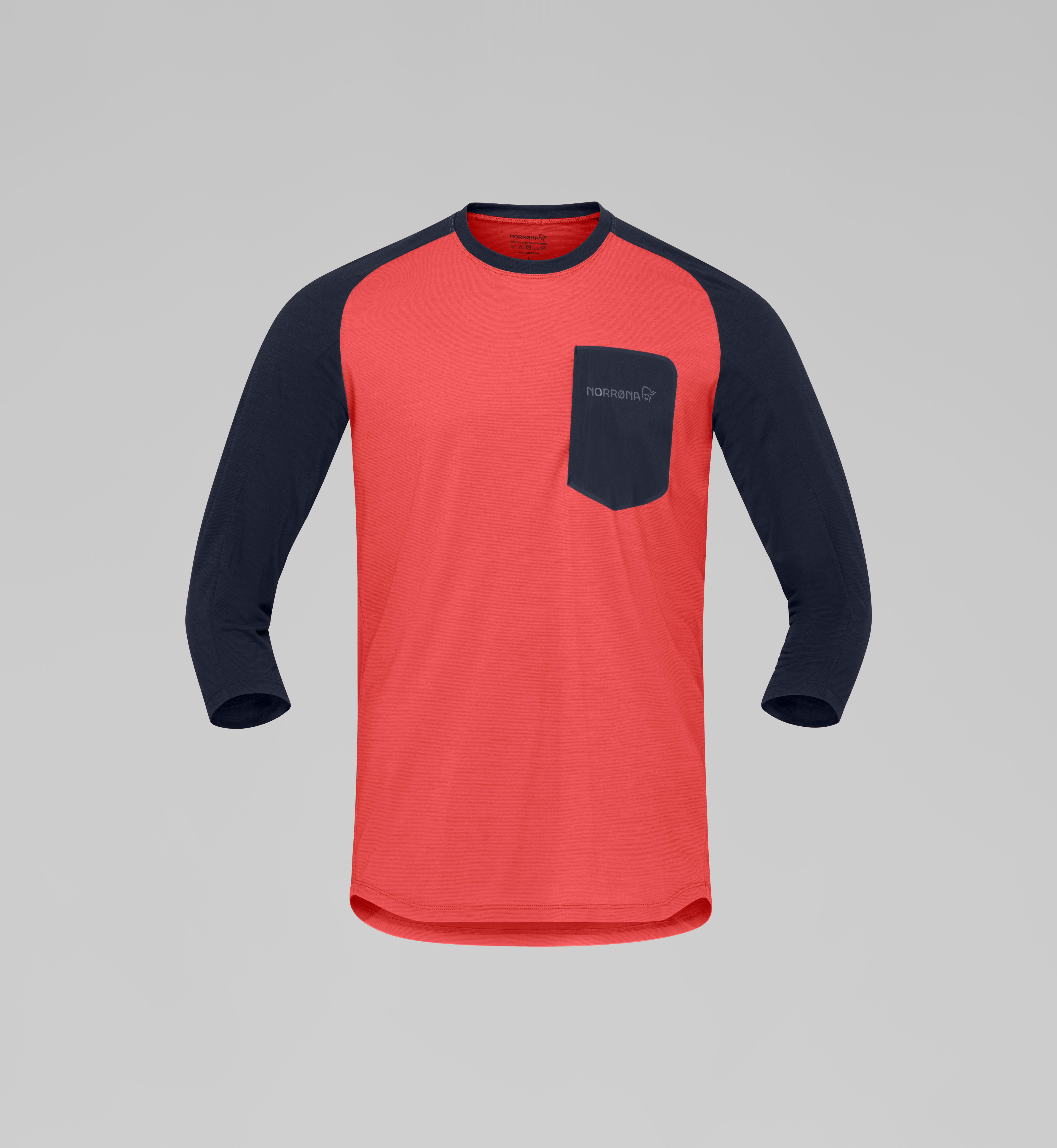 Packshot front image of skibotn equaliser merino 3/4 T-shirt Paprika red
