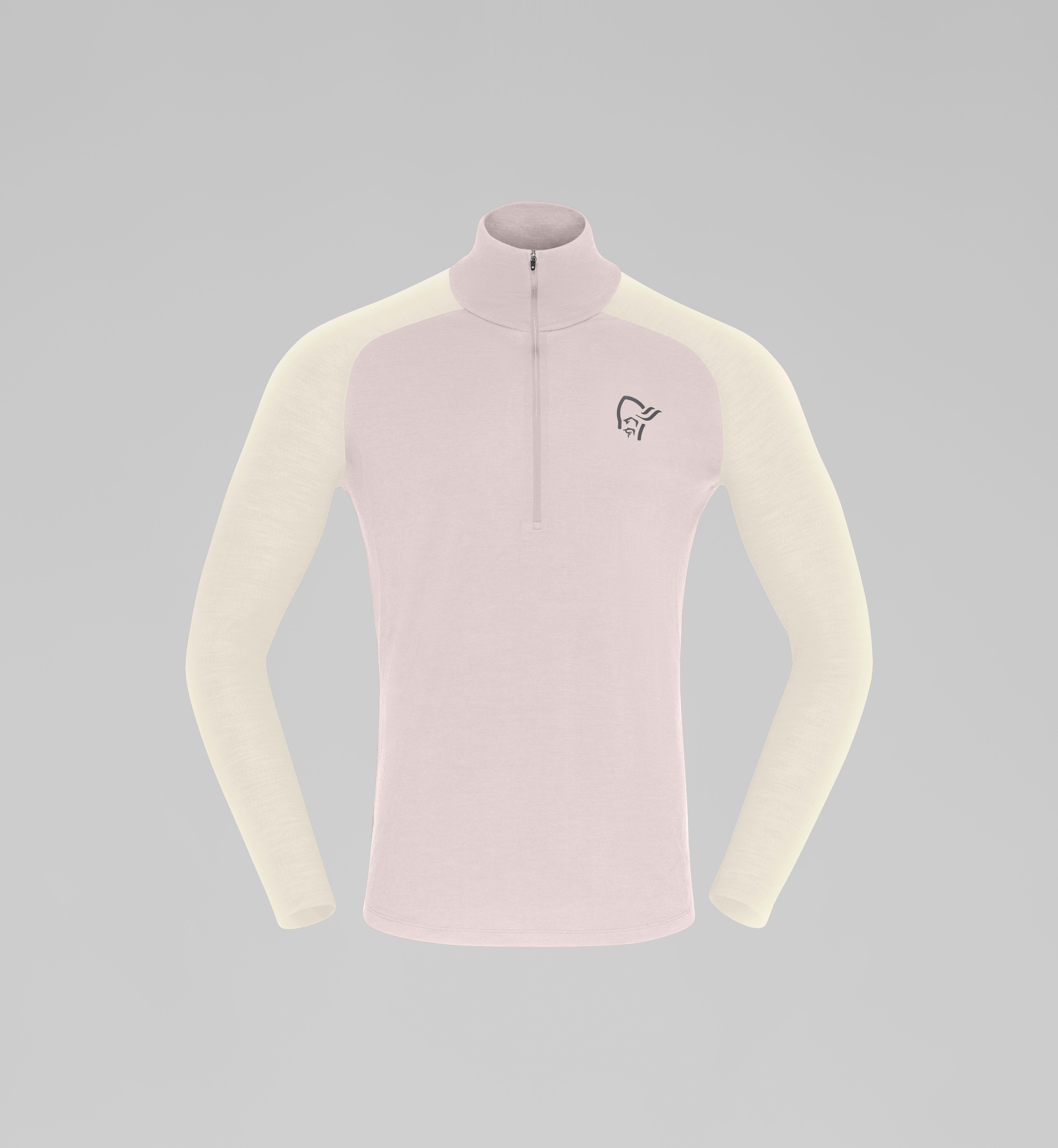 Packshot front image of femund pureUll Zip Neck Oatmeal/Whisper White