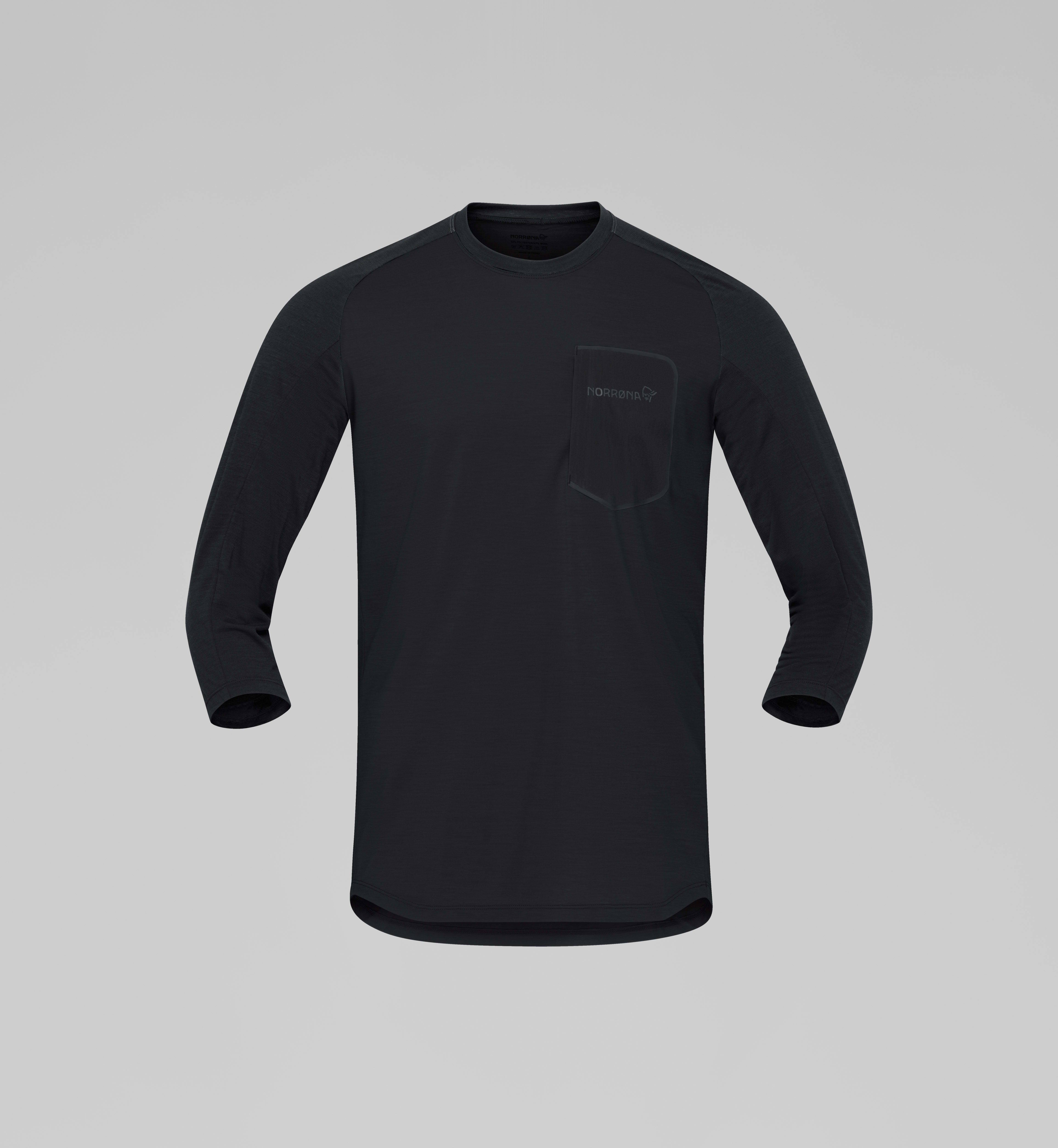 Packshot front image of skibotn equaliser merino 3/4 T-shirt Caviar Black