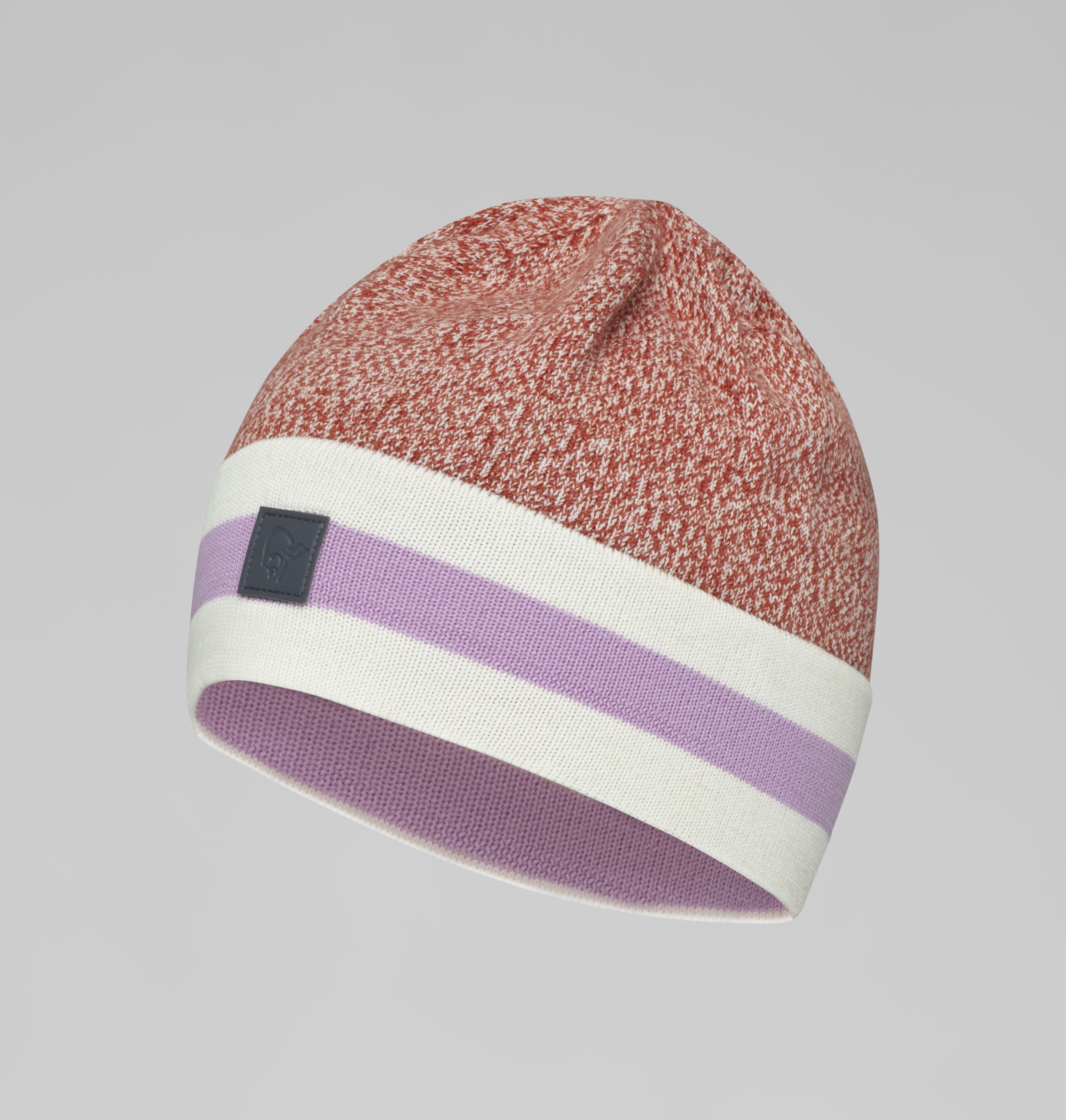 Packshot front image of 29 marl knit stripe wool Beanie Violet Tulle