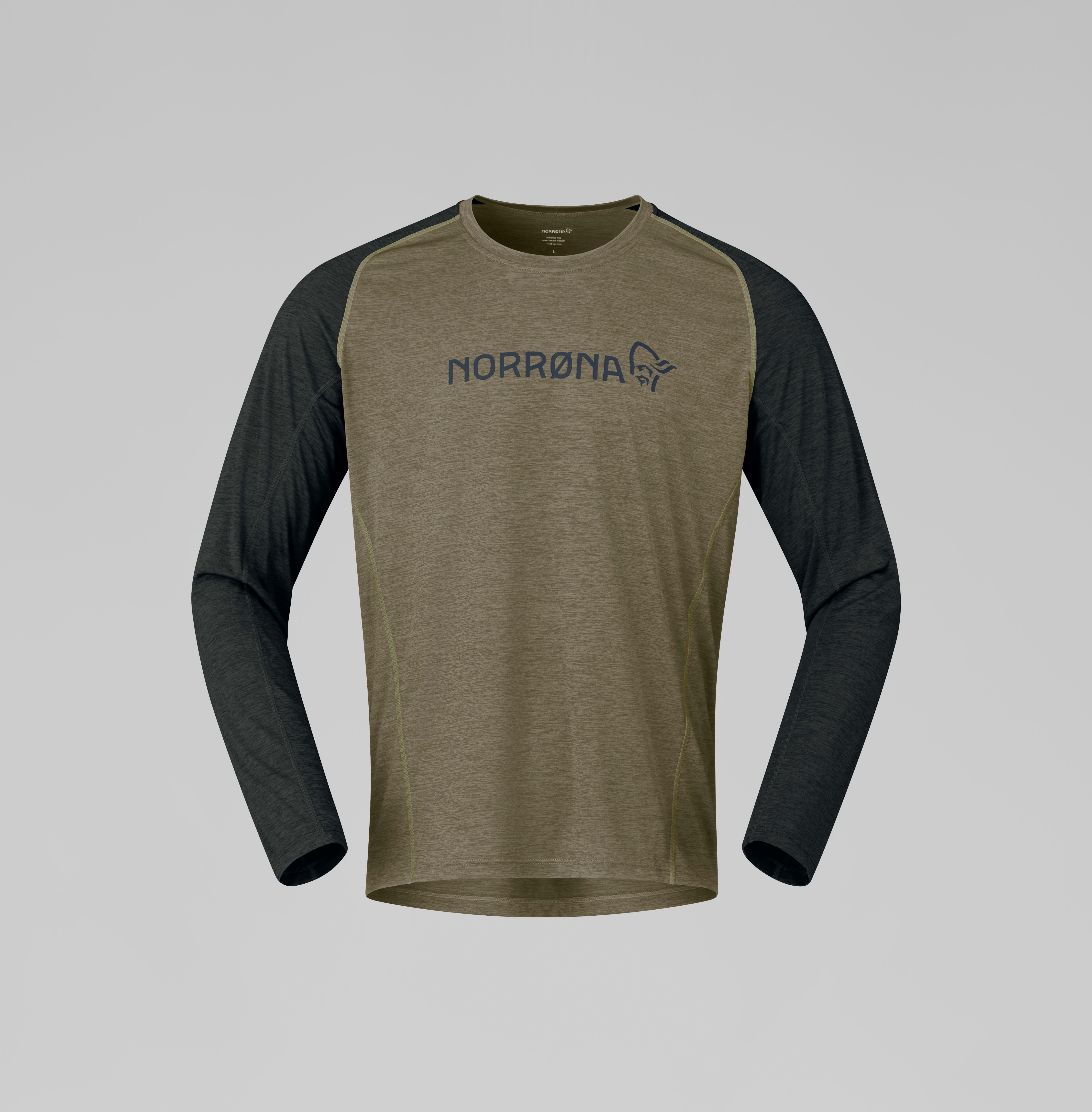 Packshot front image of fjora equaliser lightweight Long Sleeve Olive Night