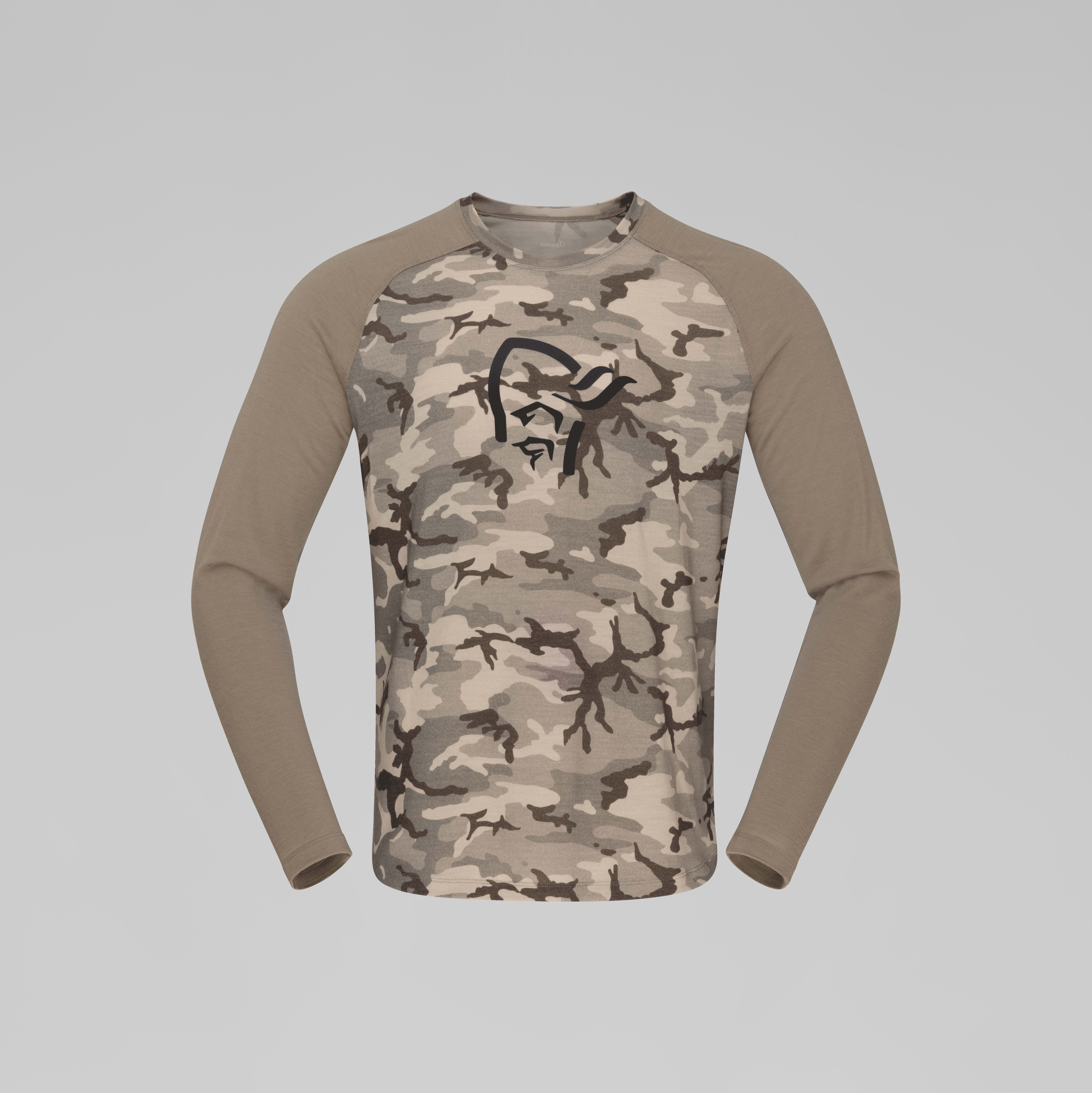 Packshot front image of femund pureUll Long sleeve Beige Camo