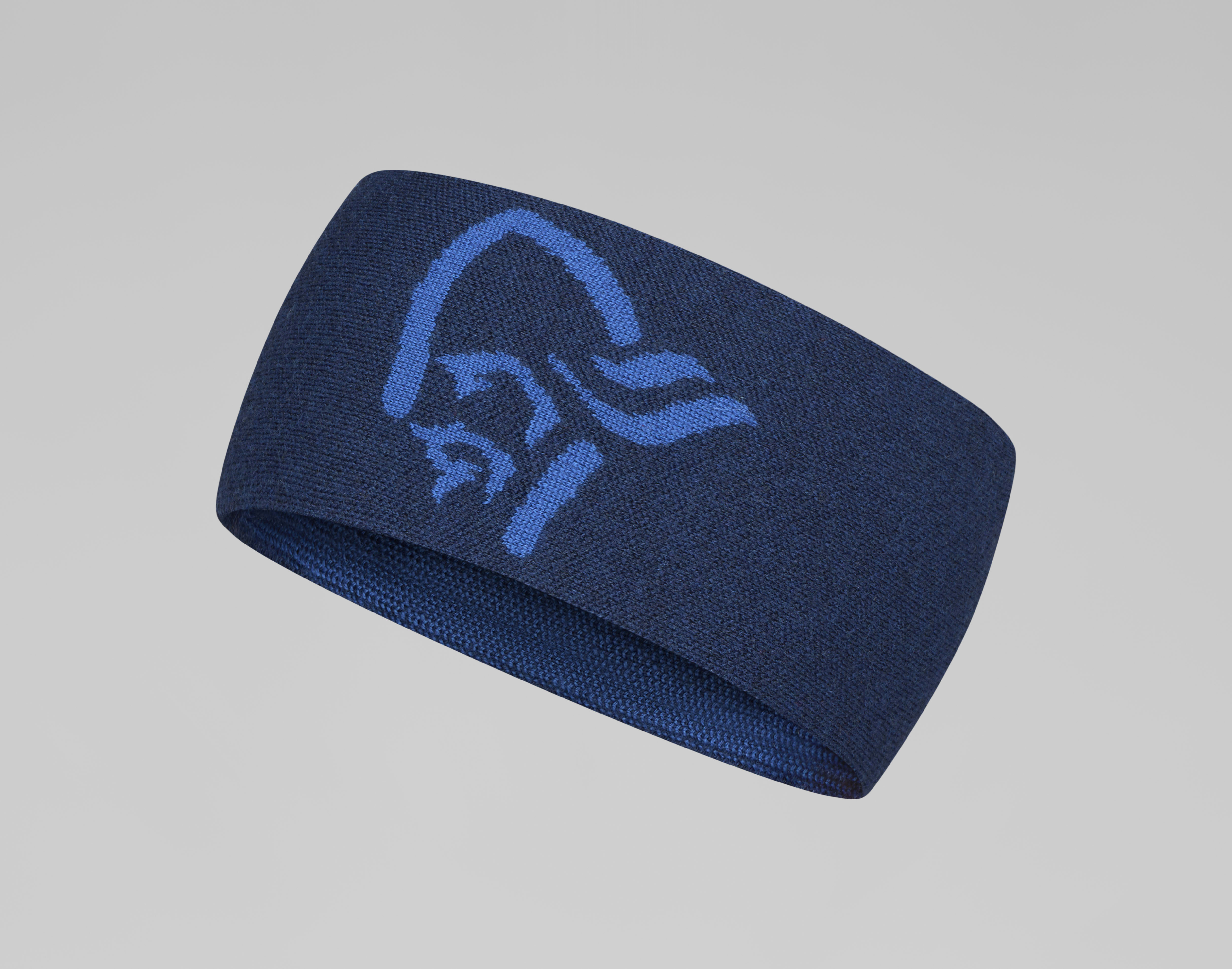 Packshot front image of 29 light merinoUll logo Headband Indigo Night Melange