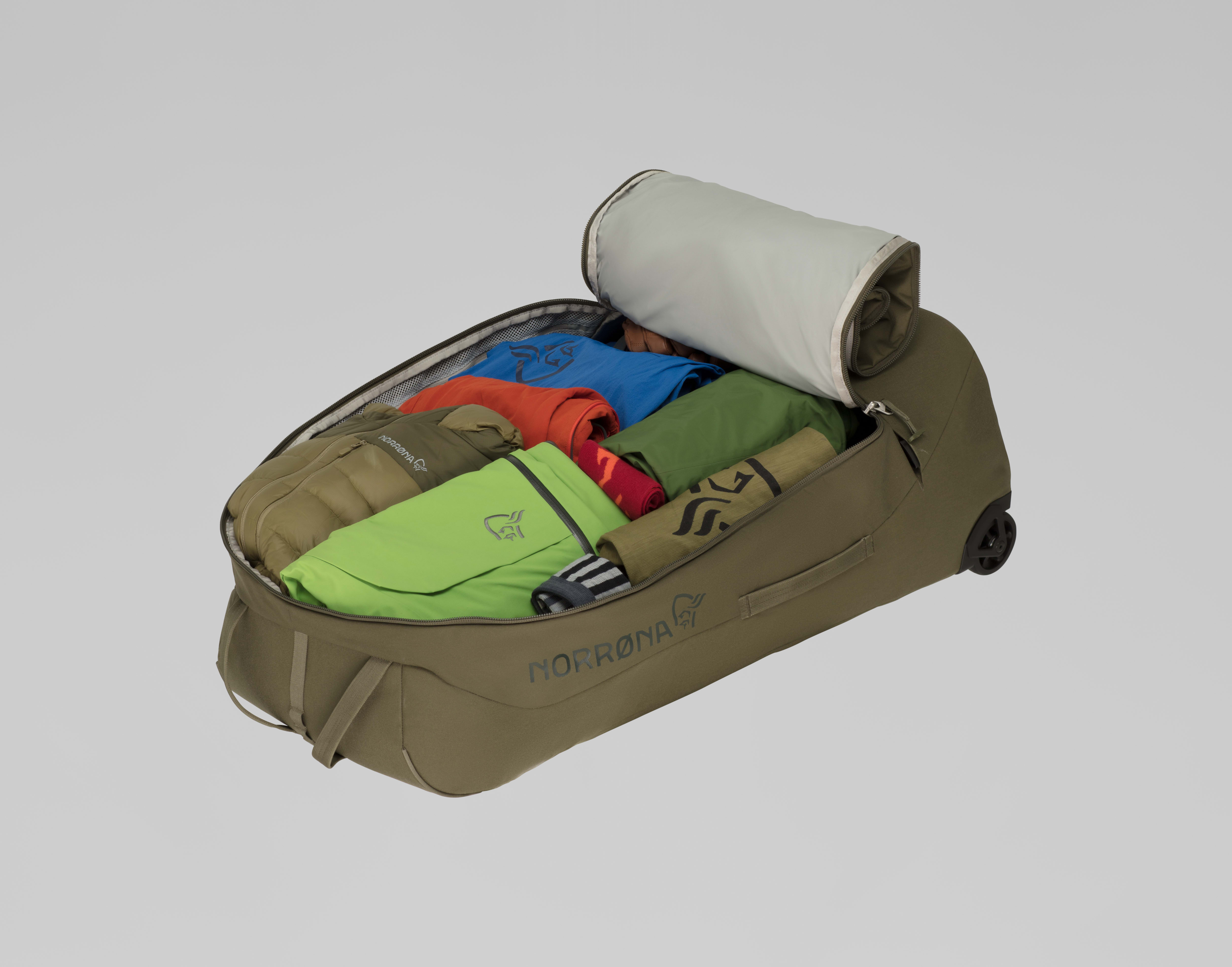Packshot back image of norrona 120L Trolley Bag Olive Night