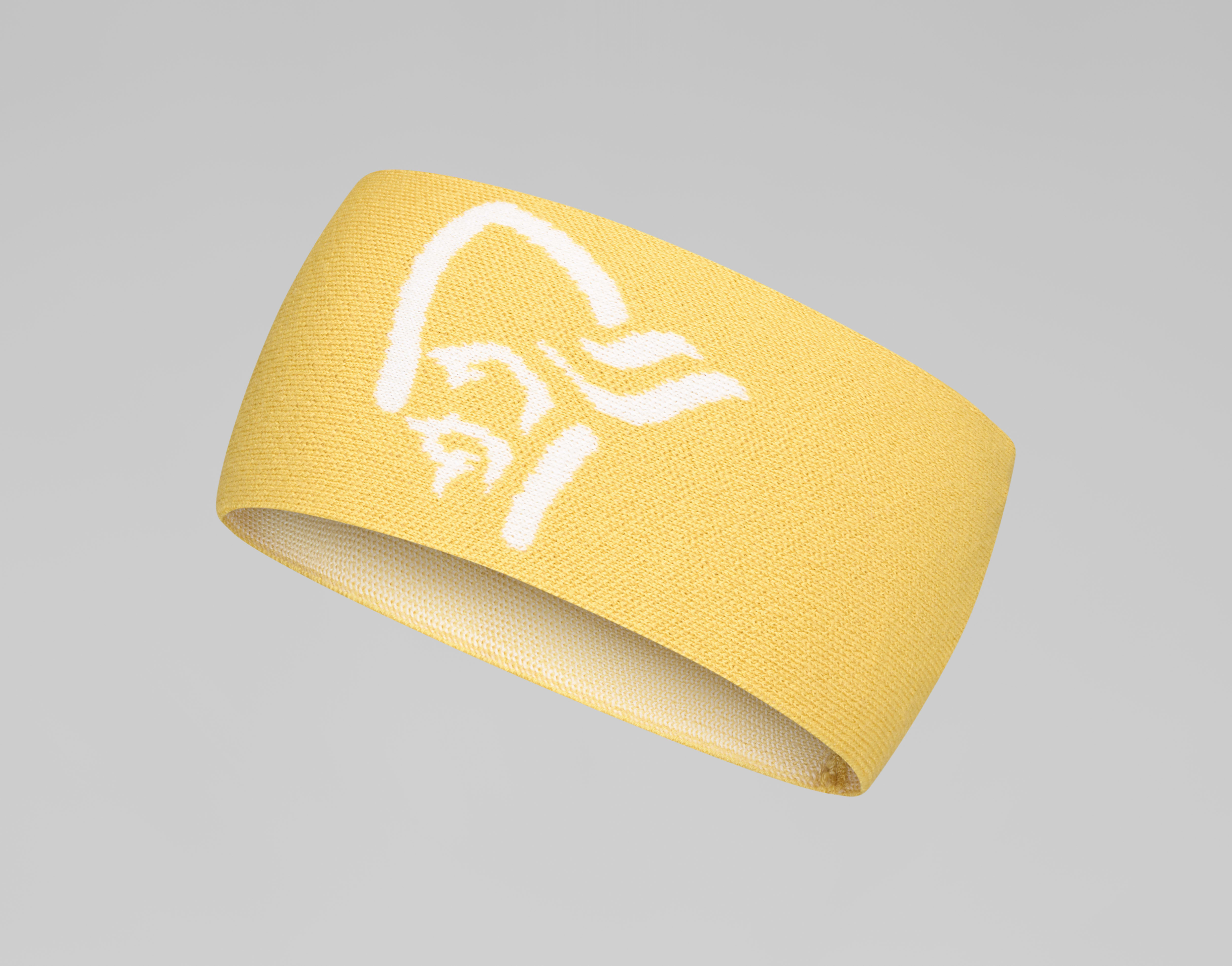 Packshot front image of 29 light merinoUll logo Headband Misted Yellow