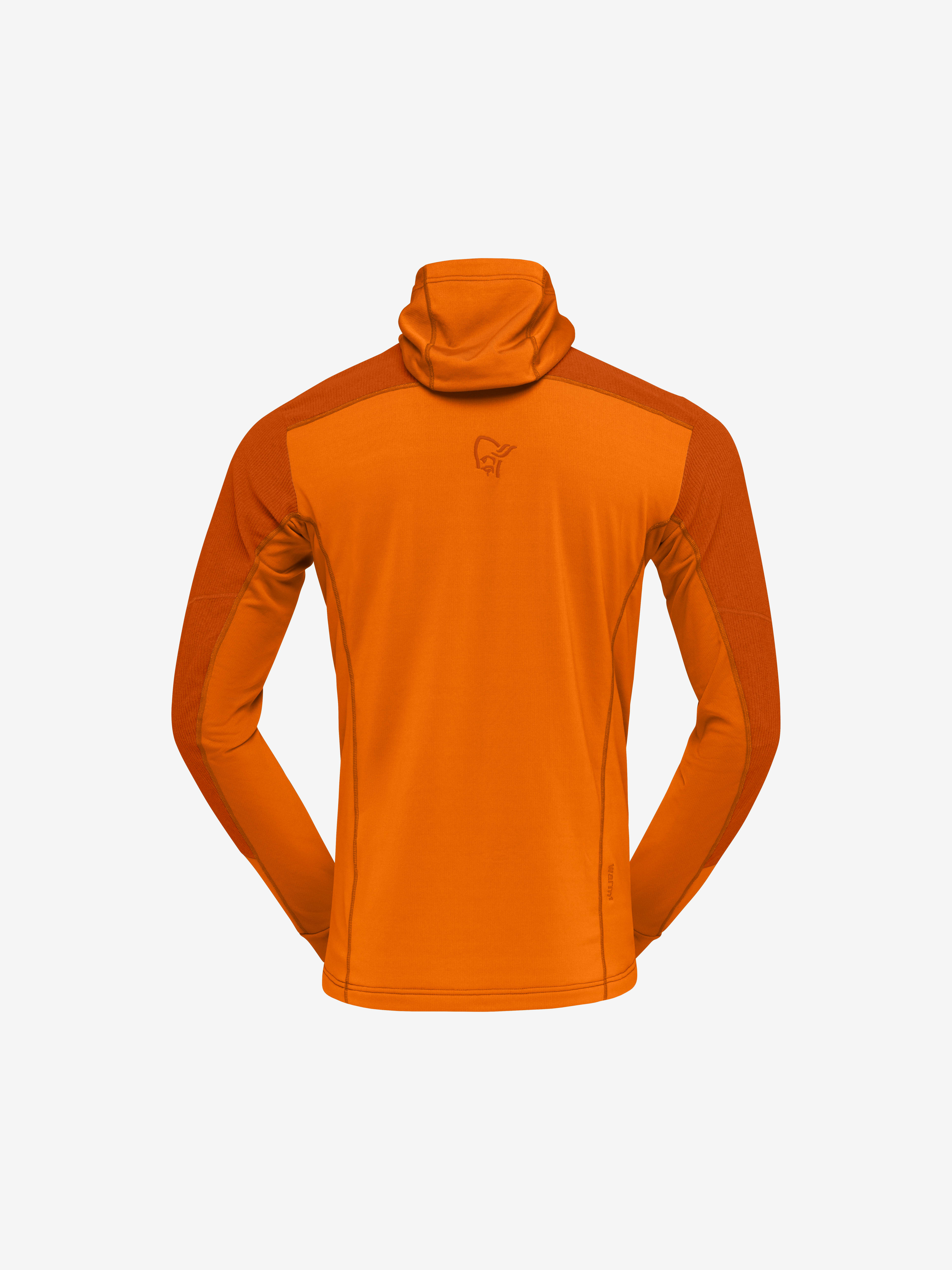 Packshot back image of lofoten Thermal Pro Hood Gold Flame