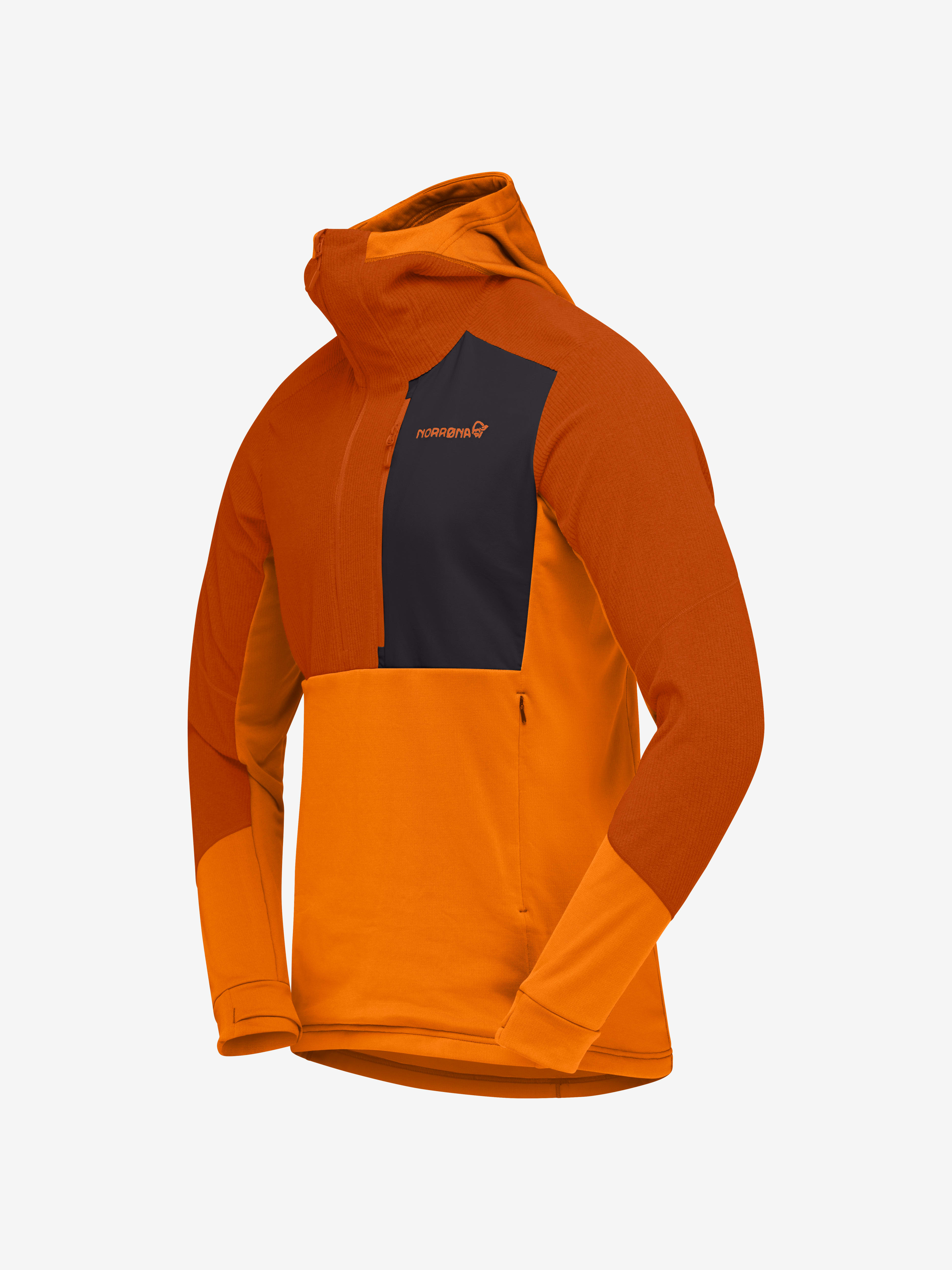 Packshot front left image of lofoten Thermal Pro Hood Gold Flame