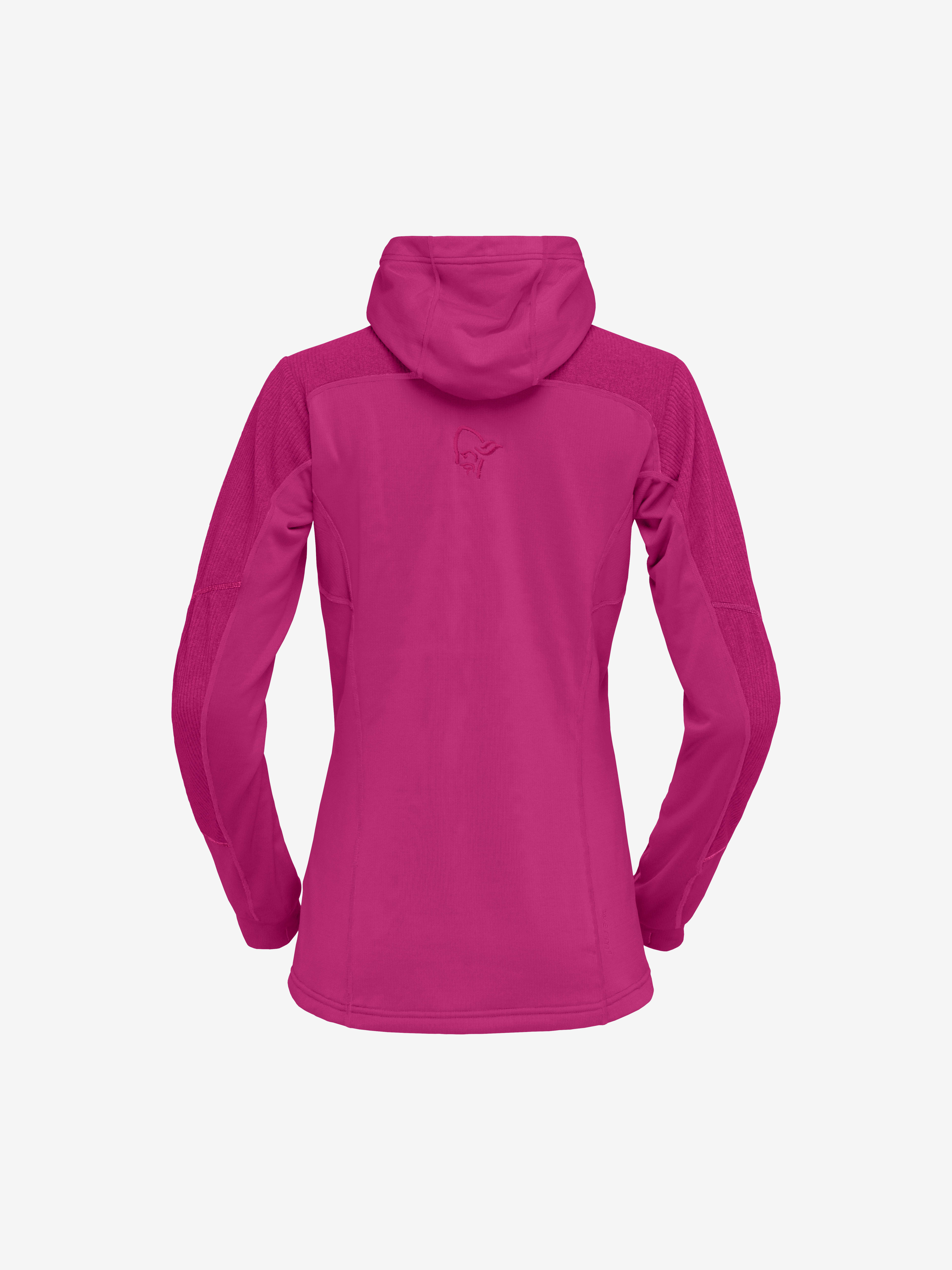 Packshot back image of lofoten Thermal Pro Hood Festival Fuchsia