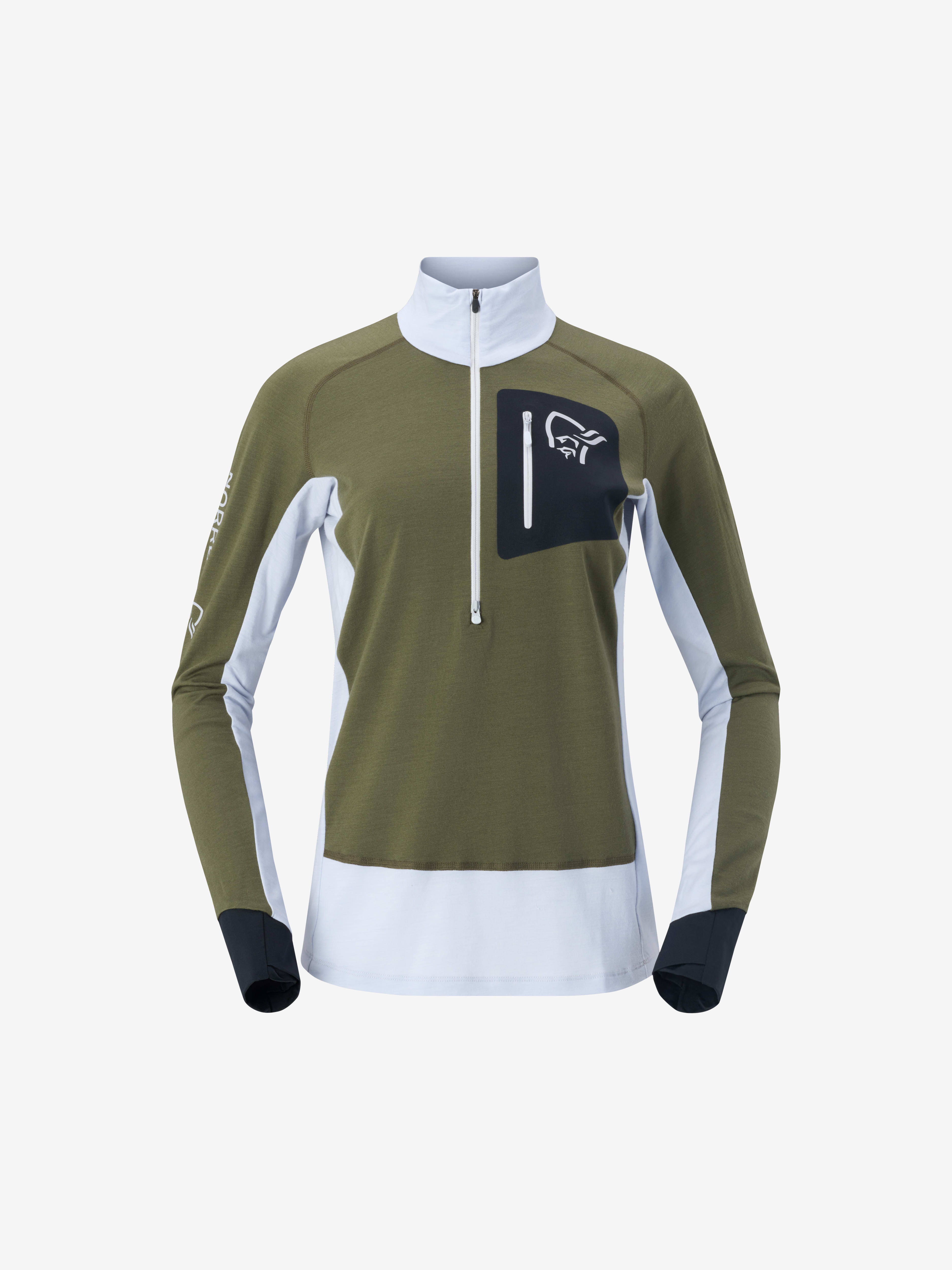 Packshot front image of lofoten corespunUll Zip Polo Olive Night/Light Grey