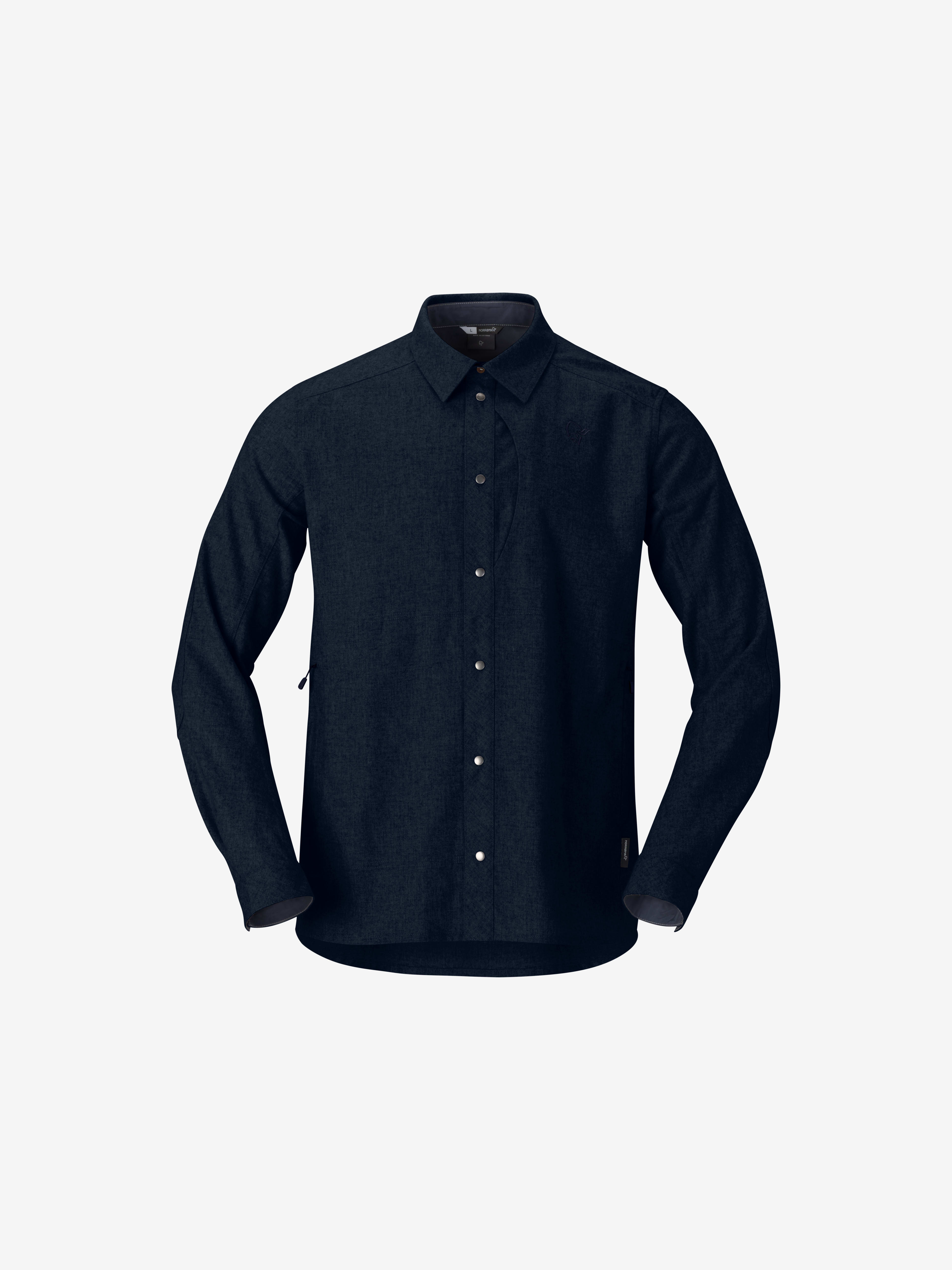 Packshot front image of tamok wool plain Shirt Indigo Night Melange
