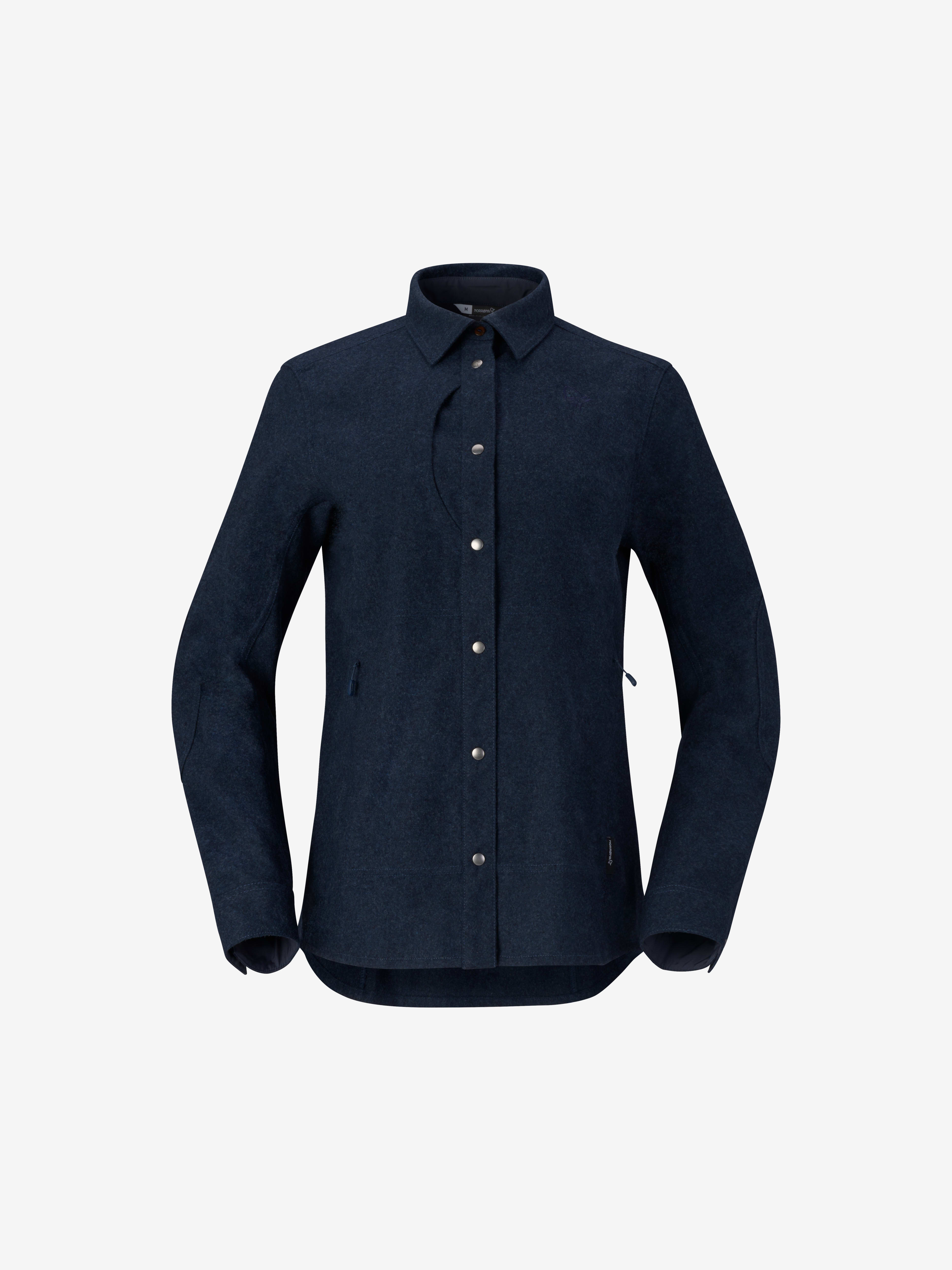Packshot front image of tamok wool plain Shirt Indigo Night Melange
