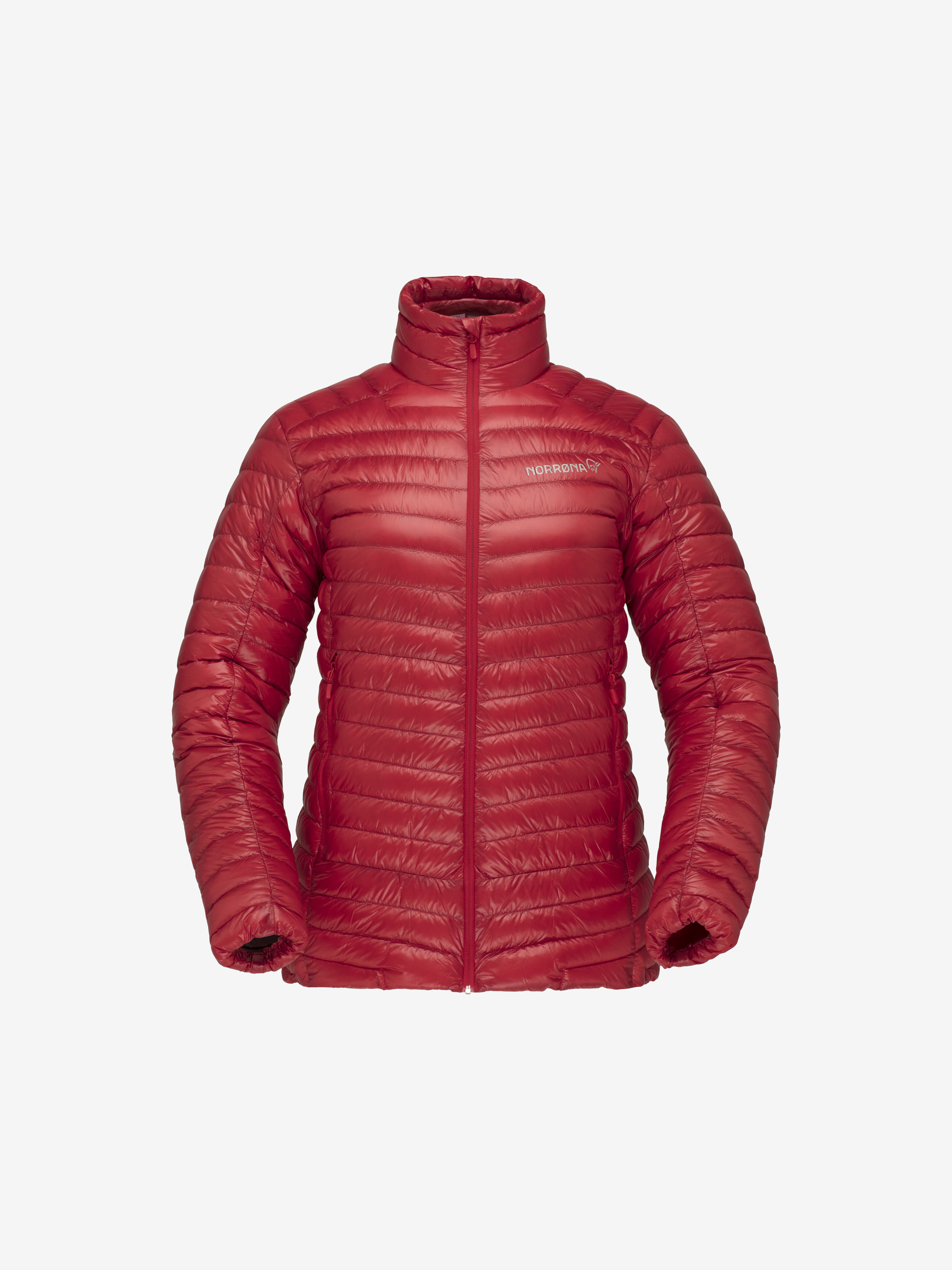 Packshot front image of trollveggen superlight down850 Jacket True Red
